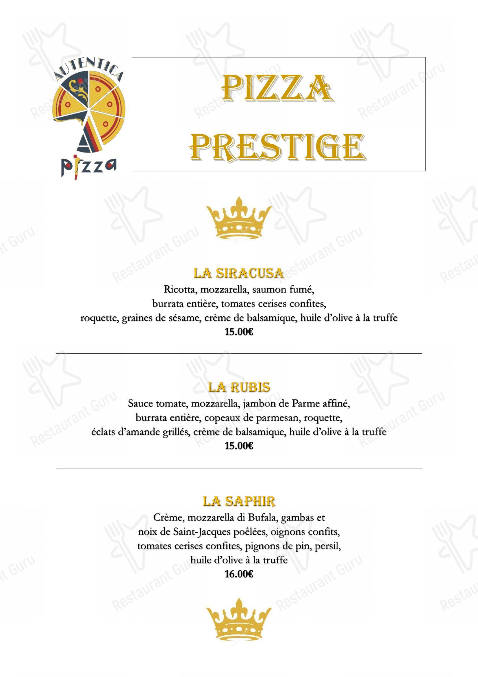 AUTENTICA PIZZA dans Stiring-Wendel - Menu