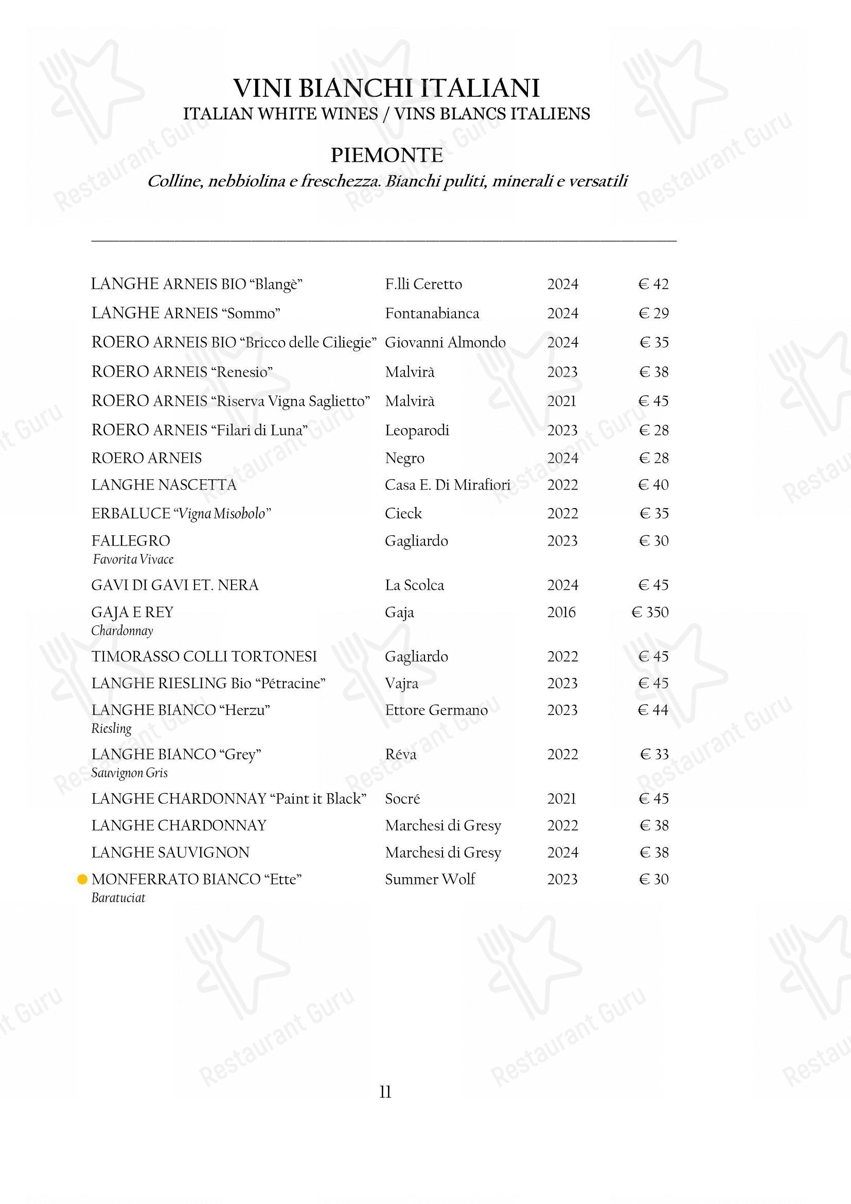 Arcadia dans Turin - Menu