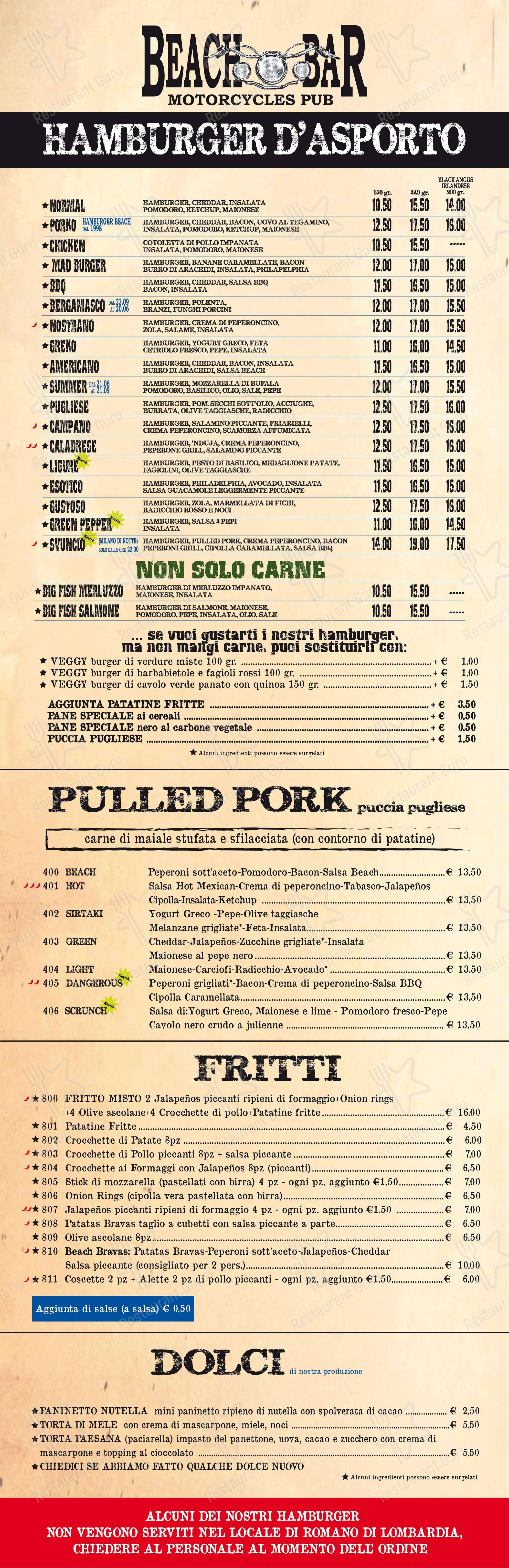 Menu di Beach Bar - Menu bar