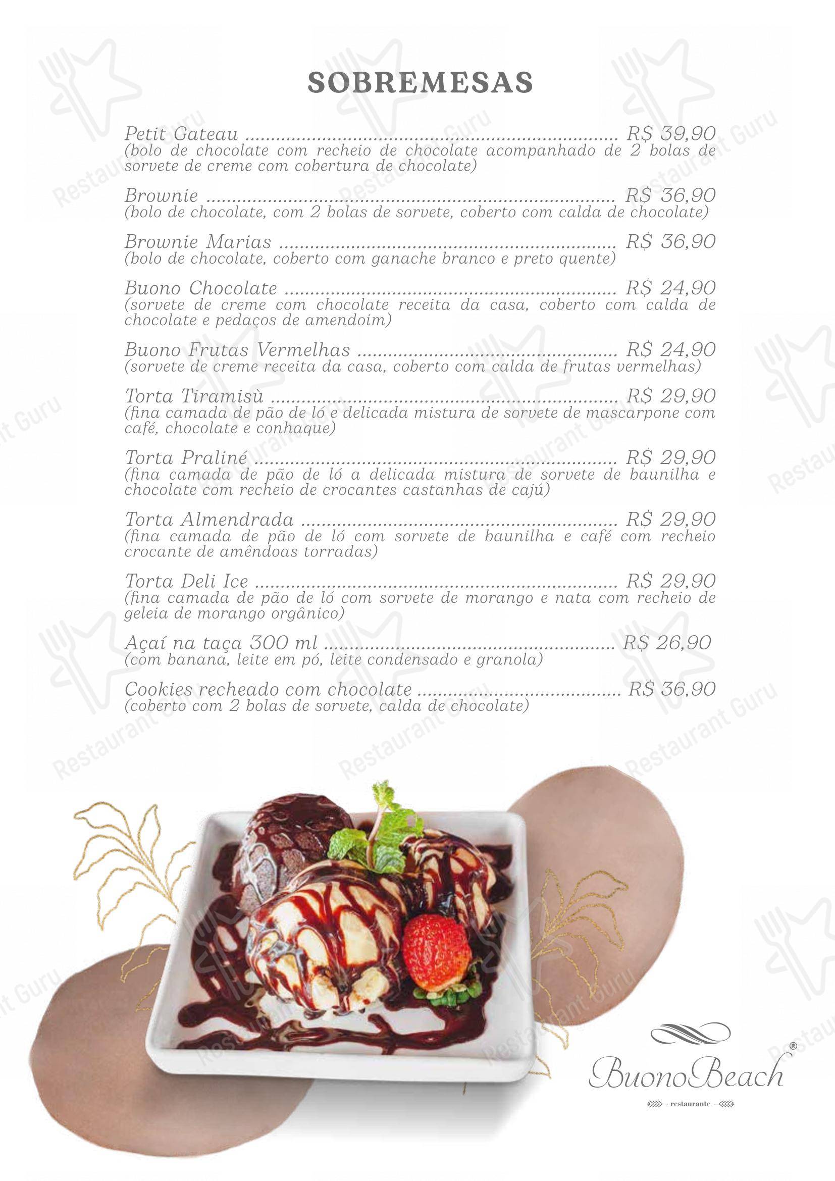 Menu para Buono Beach Restaurante em Florianópolis