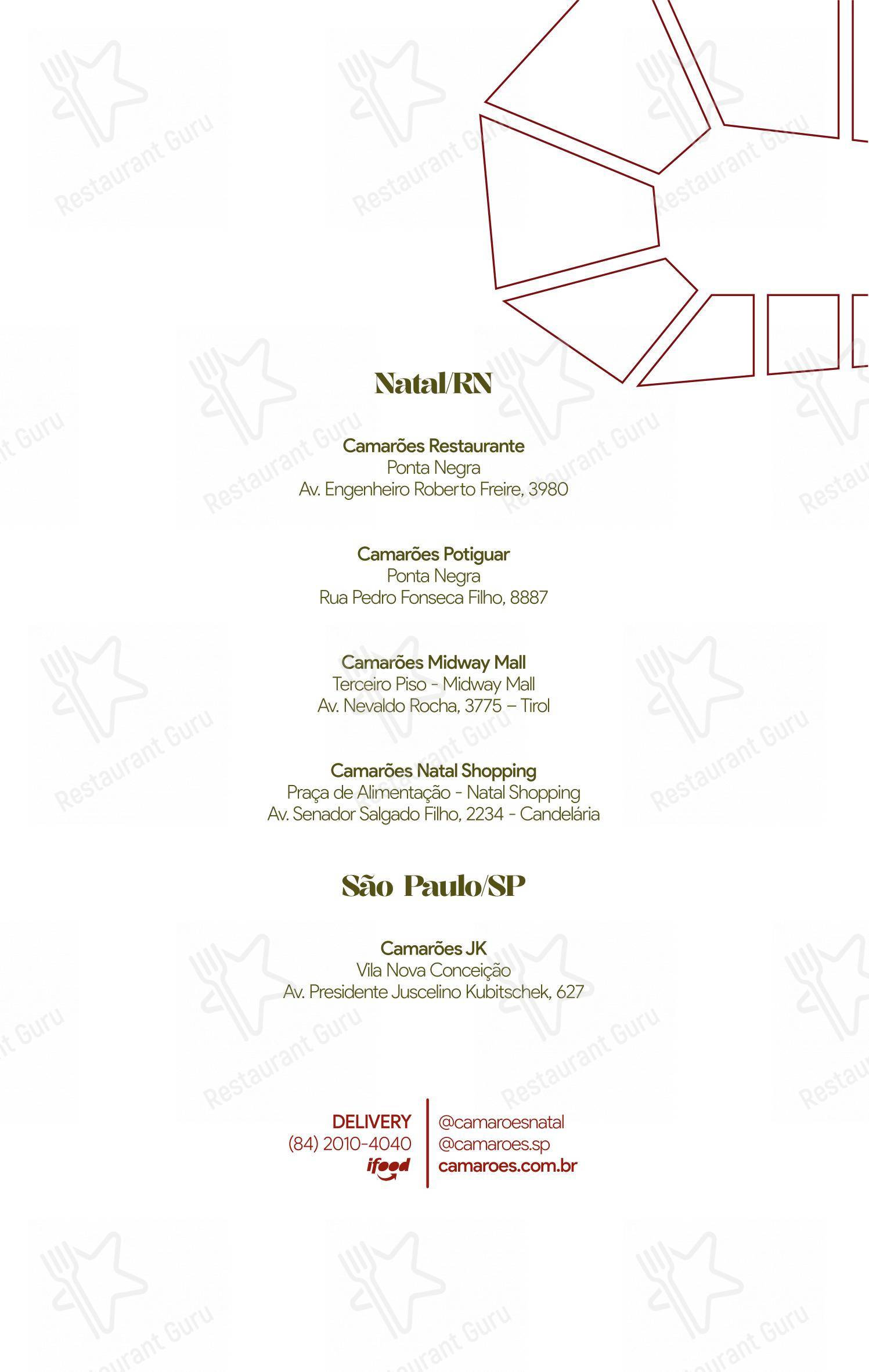 Camarões Potiguar em Natal - Menu