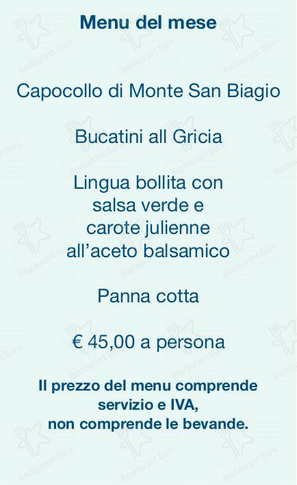 Ночное меню per Checchino dal 1887 in Roma