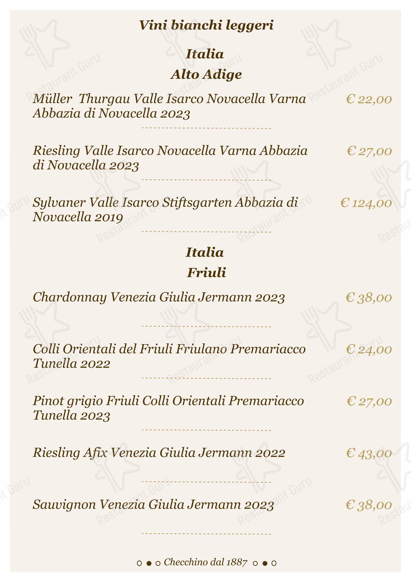 Lunch Menu per Checchino dal 1887 ristorante