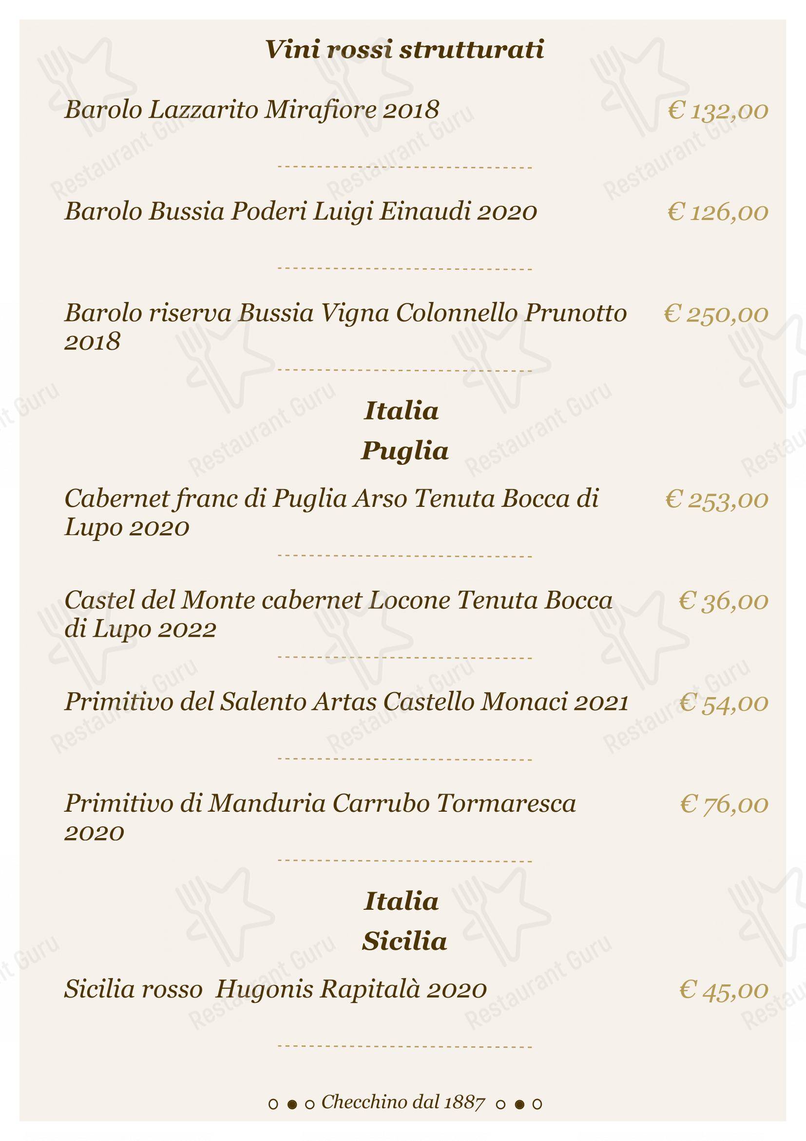 Lunch Menu per Checchino dal 1887 ristorante