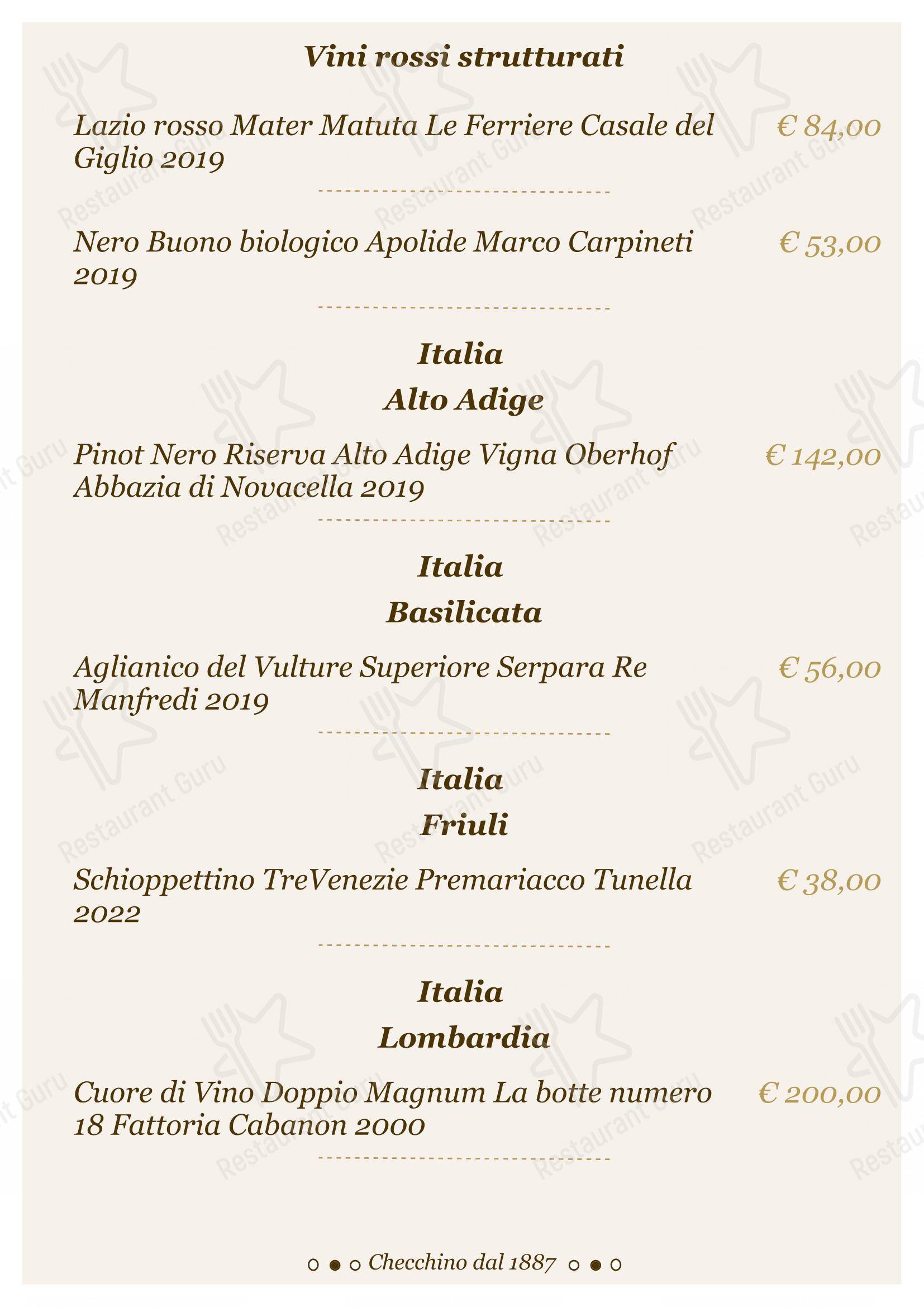 Checchino dal 1887 in Roma - Lunch Menu