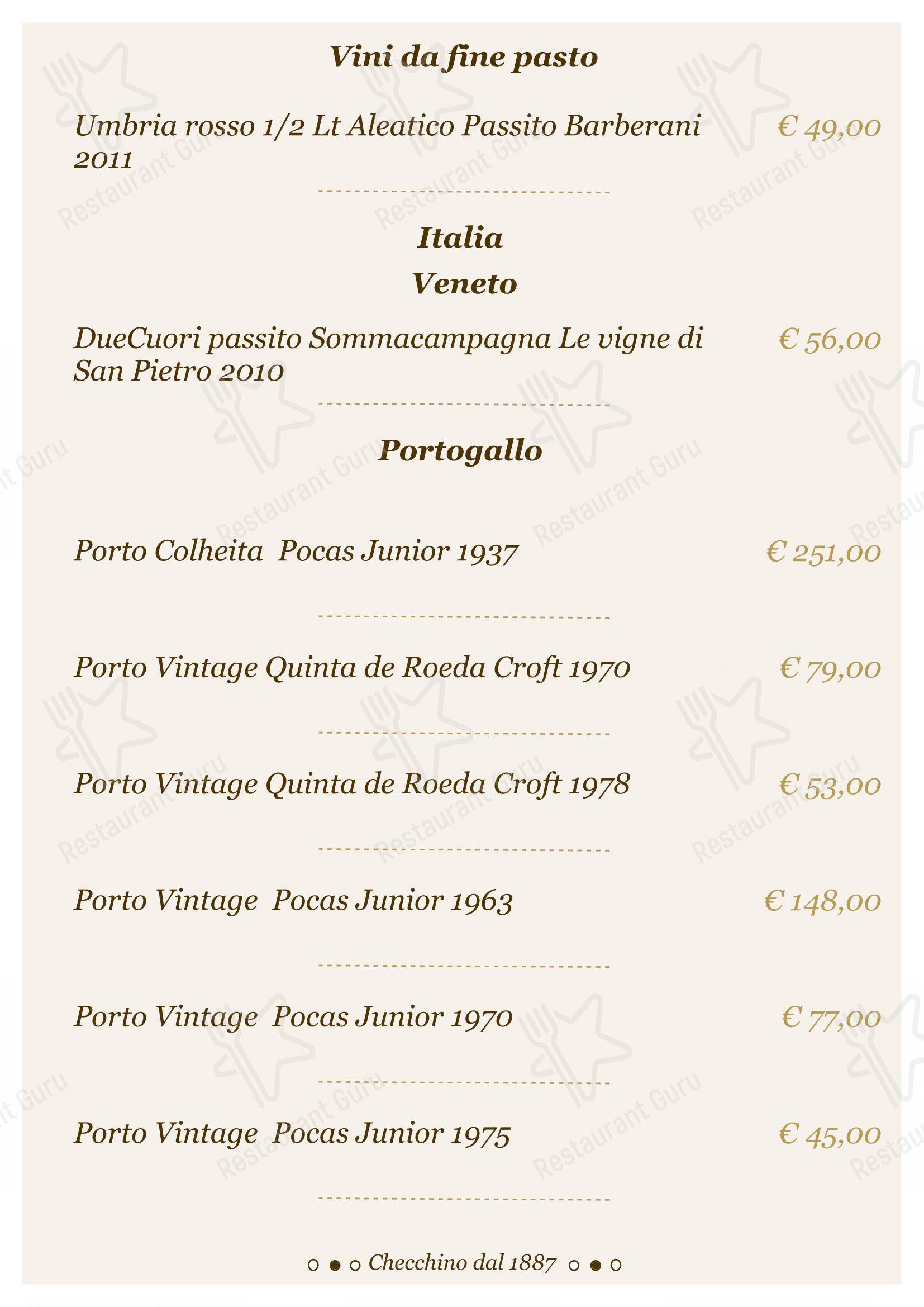 Lunch Menu per Checchino dal 1887 ristorante