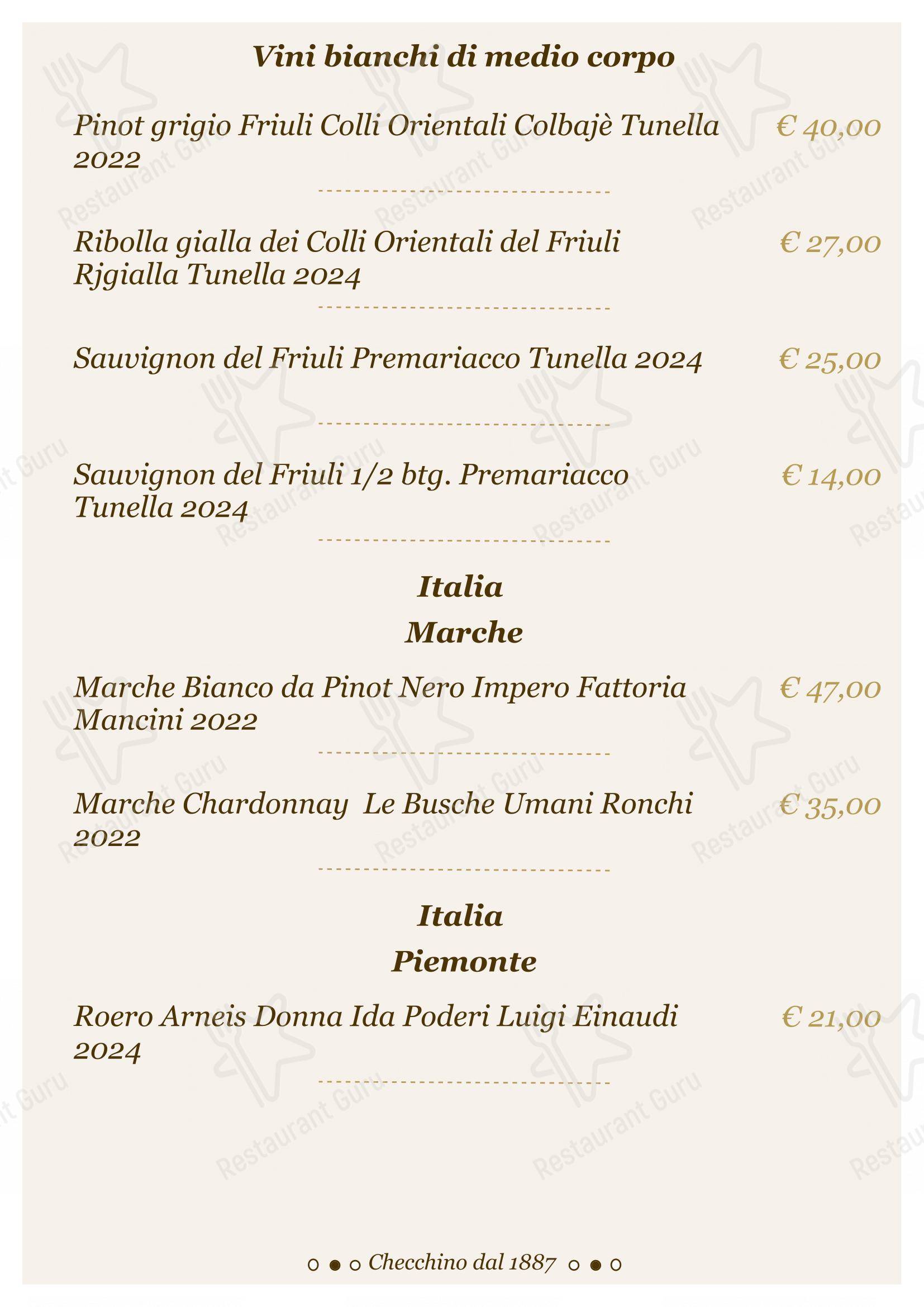 Menu di Checchino dal 1887 - Lunch Menu