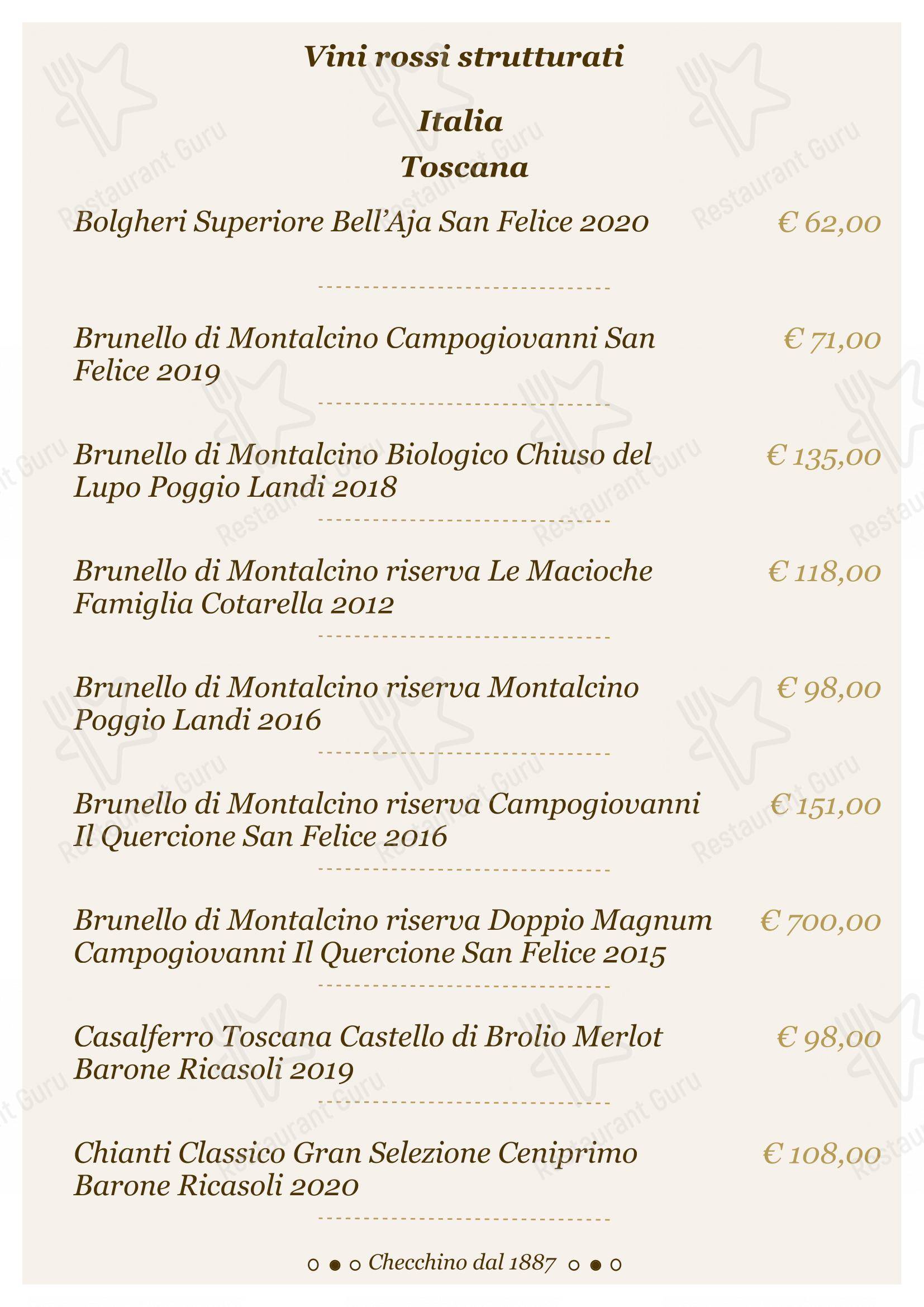Lunch Menu per Checchino dal 1887 in Roma