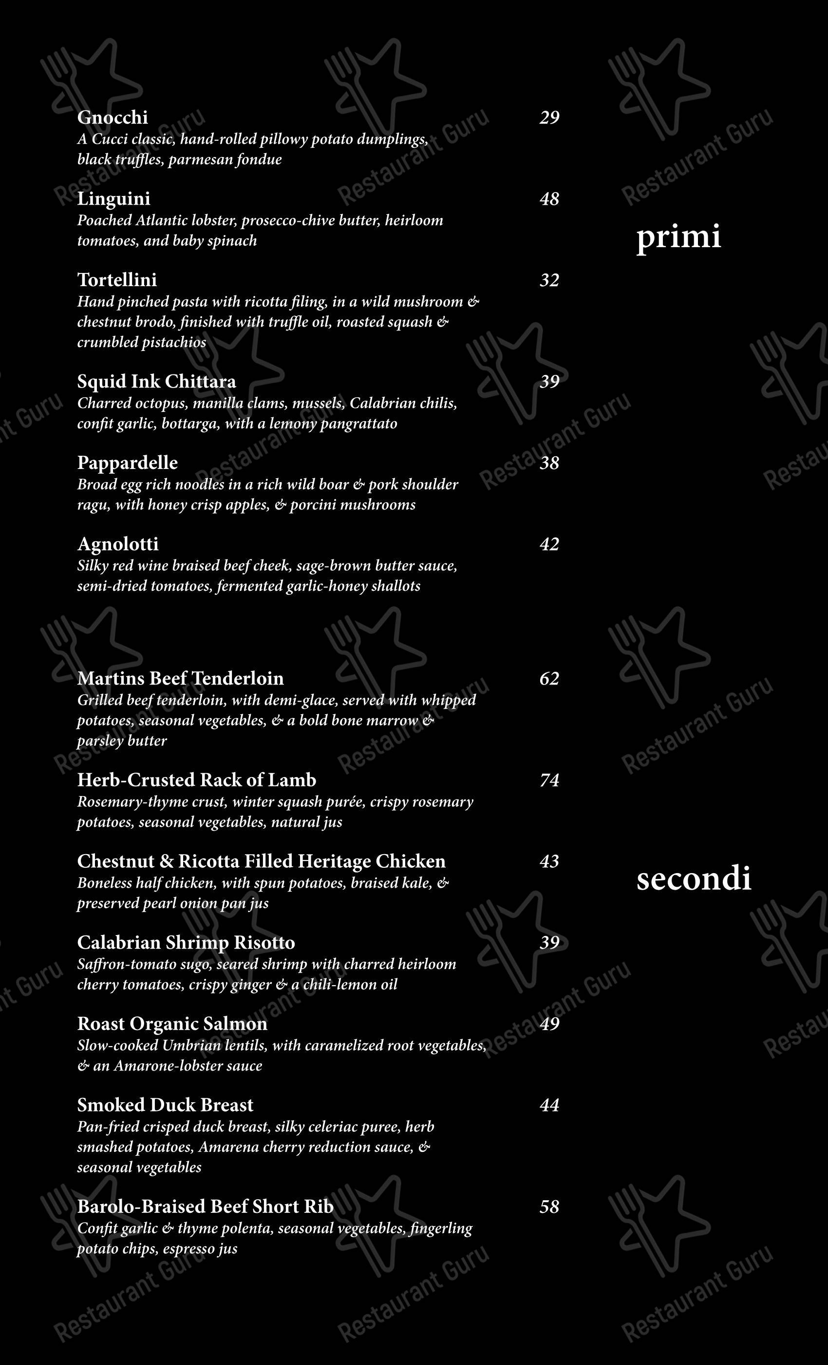 Cucci dans Oakville - Menu