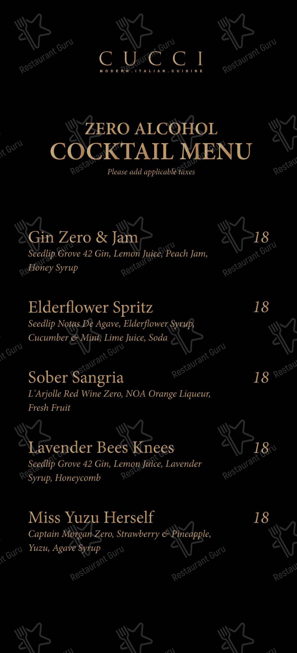 Cucci dans Oakville - Lunch Menu
