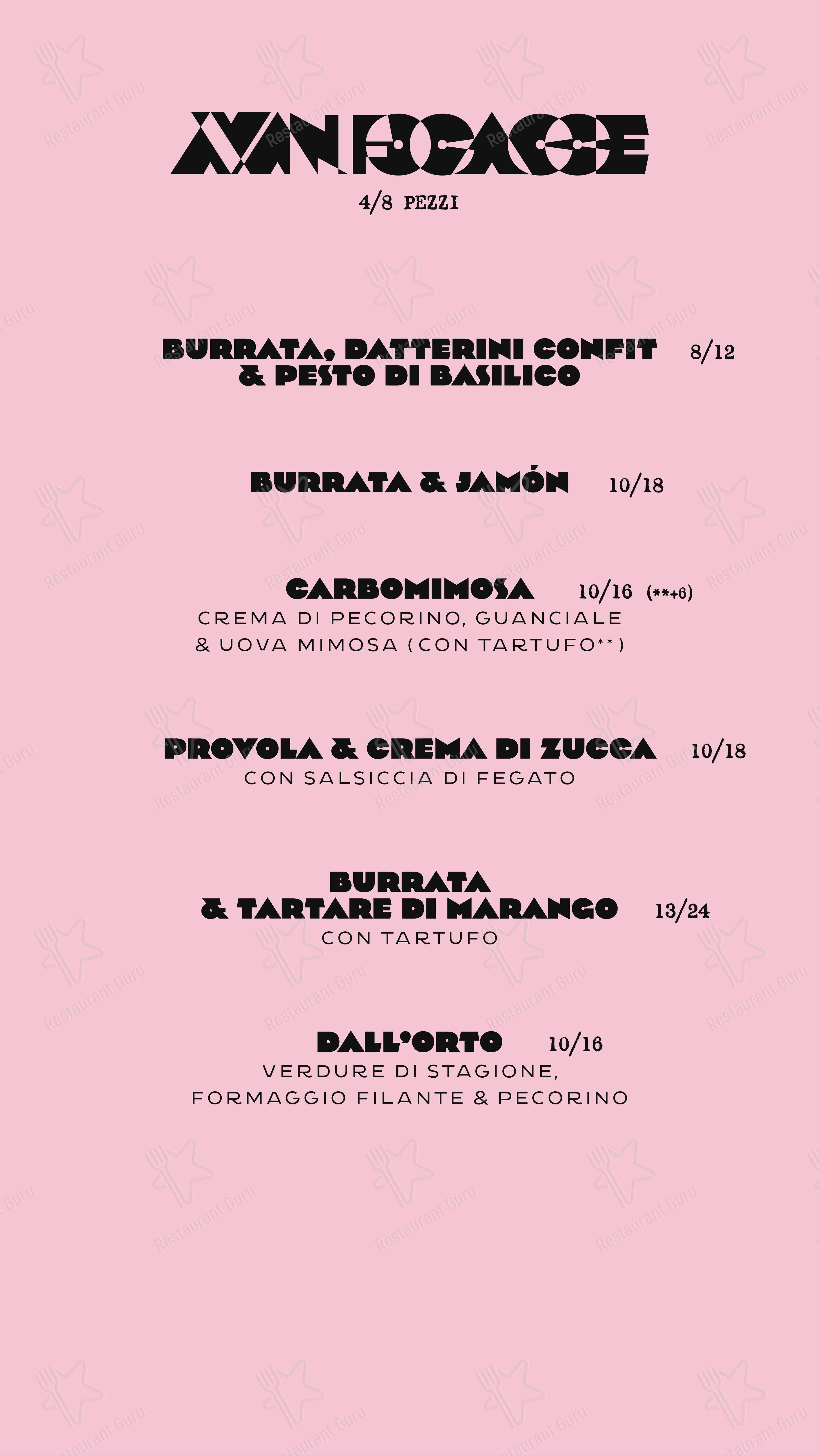 Menu per Depero Club pub & bar