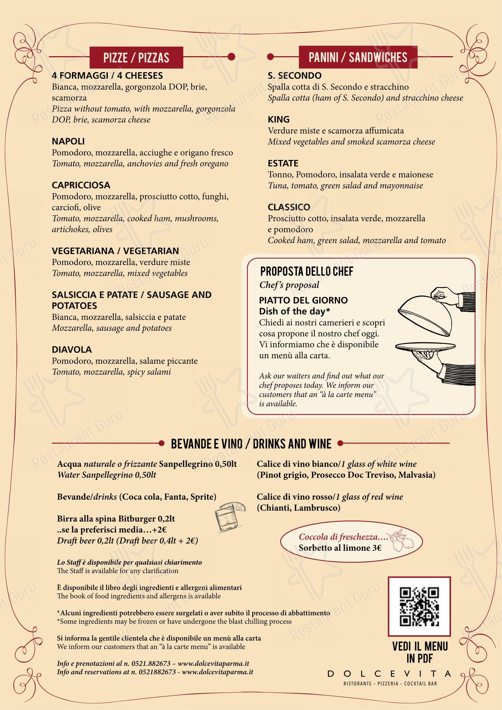 Dolcevita in Parma - Wine Menu
