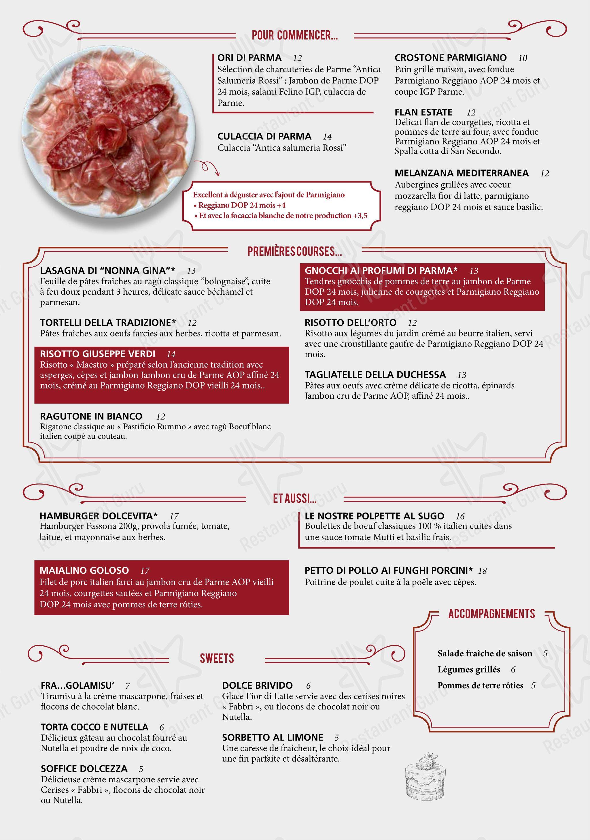 Menu di Dolcevita - Takeaway Menu