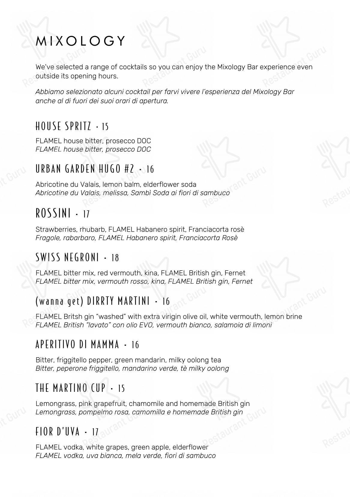 FLAMEL Restaurant & Mixology Bar in Lugano - Menu bar