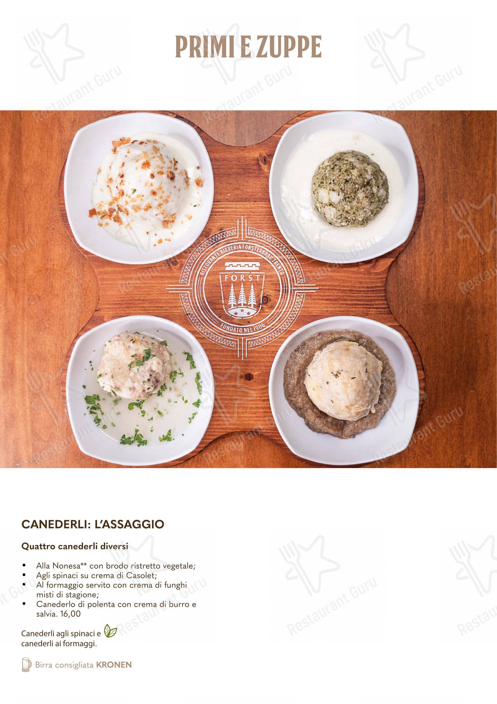 Menu per Forsterbräu Trento pub & bar