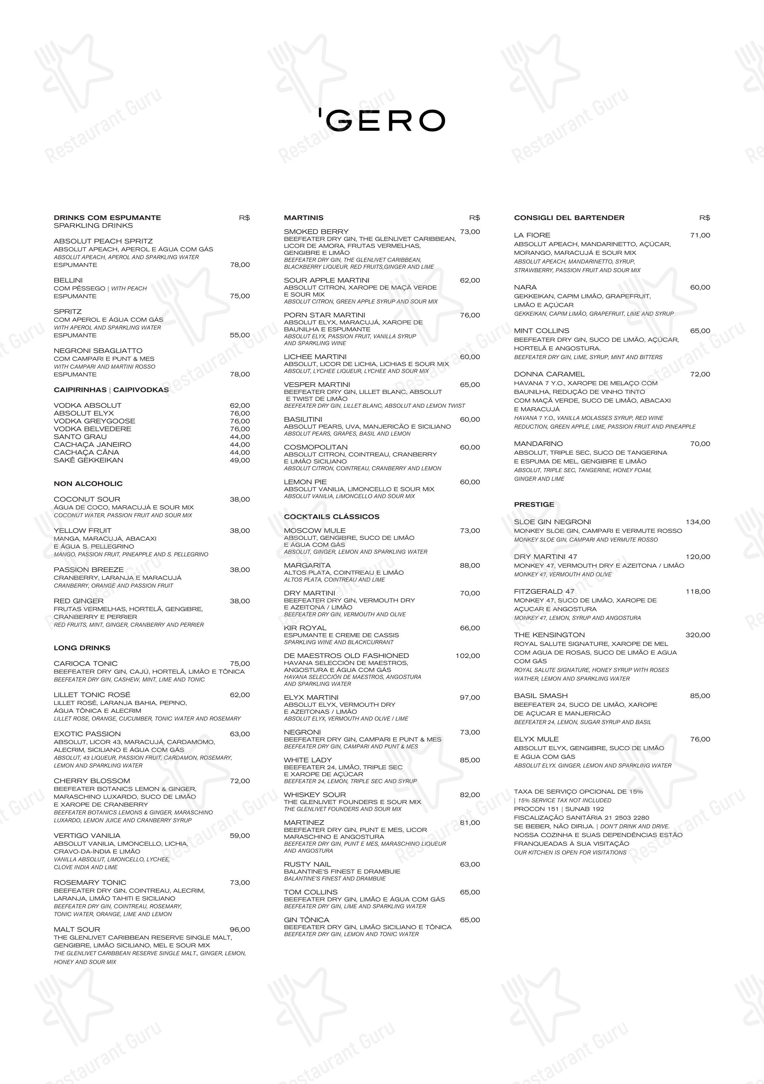 Gero Rio - Menu