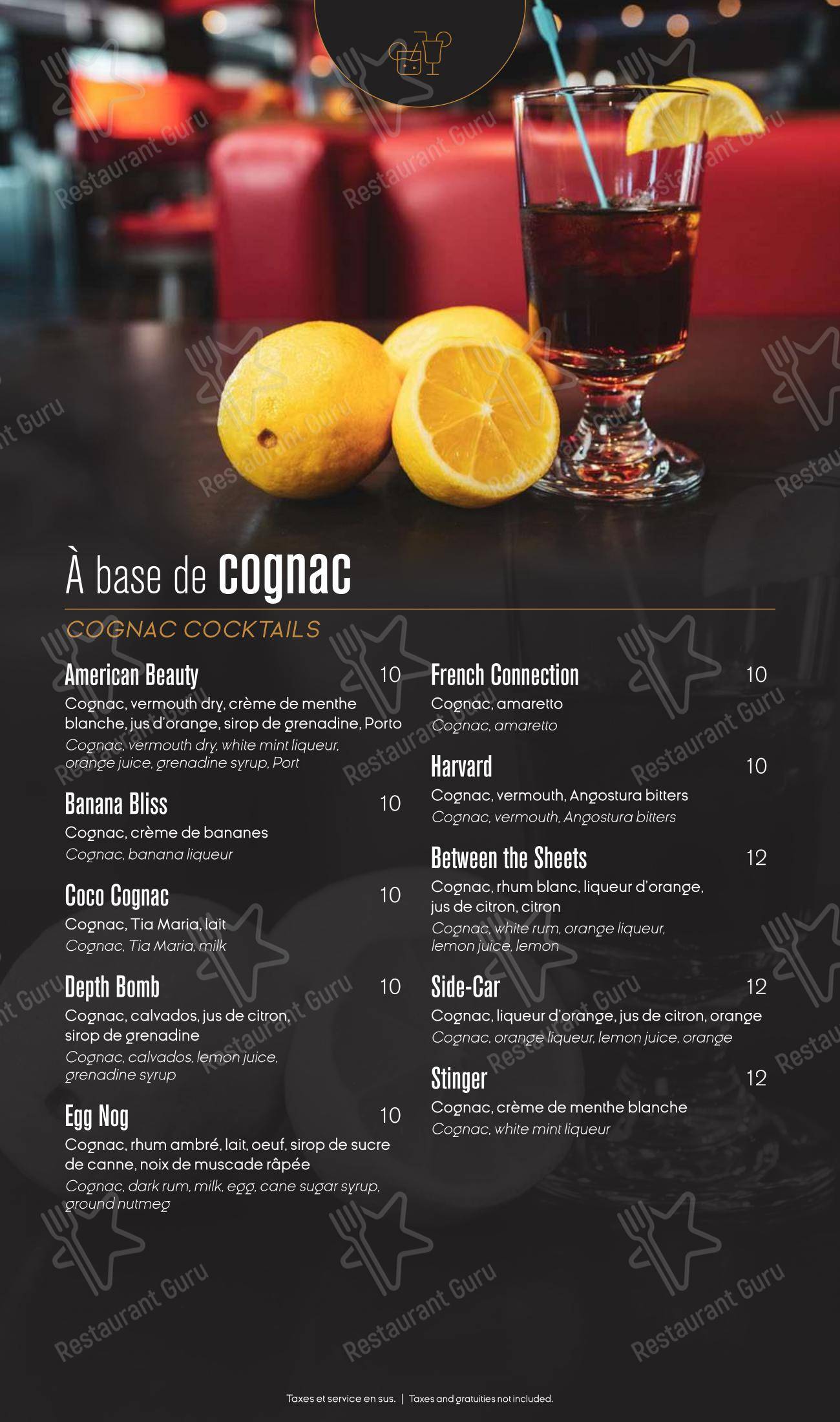 Menu pour Ginger Resto-Bar - Dinner Menu