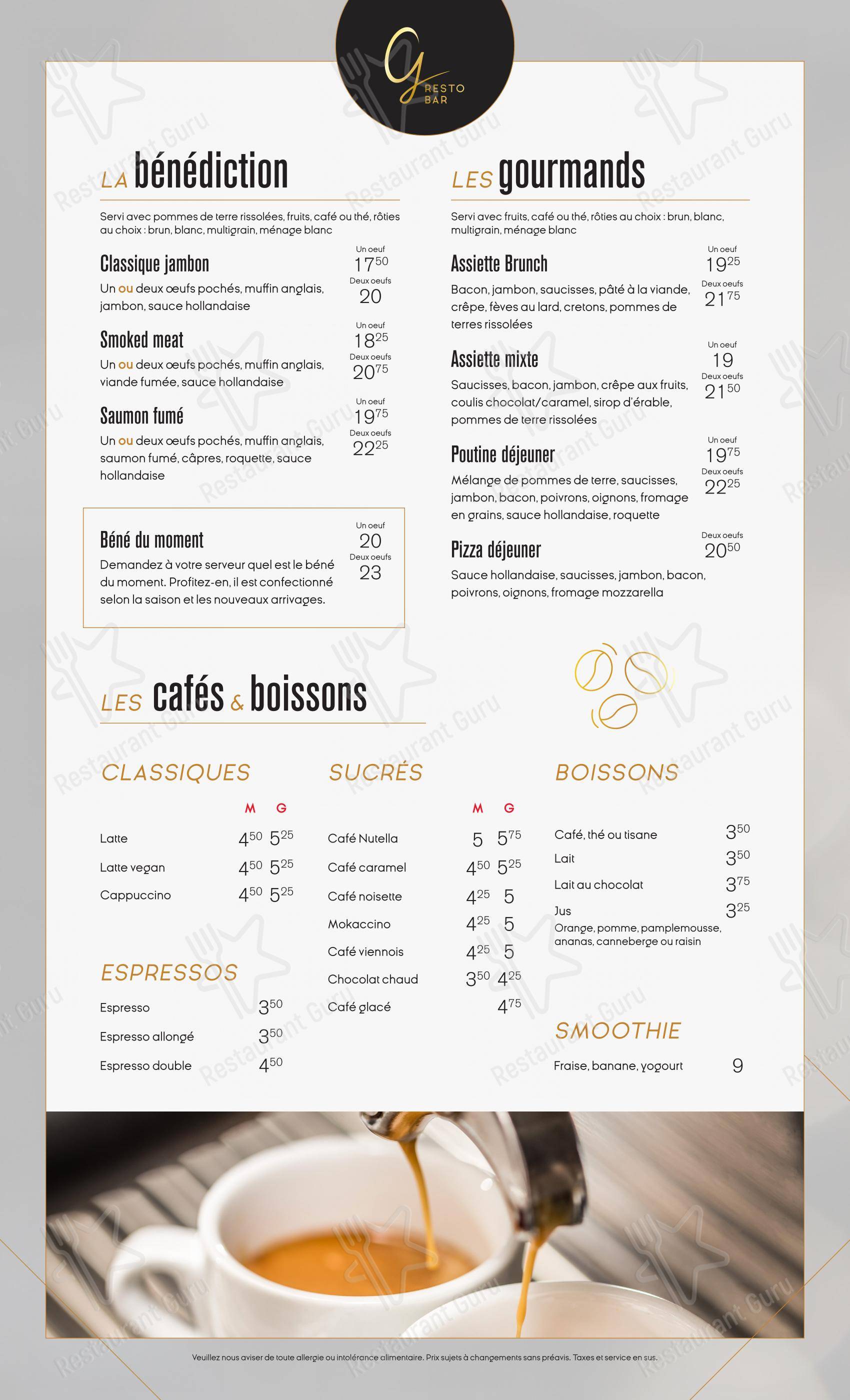 Ginger Resto-Bar dans Québec - Коктейльная карта