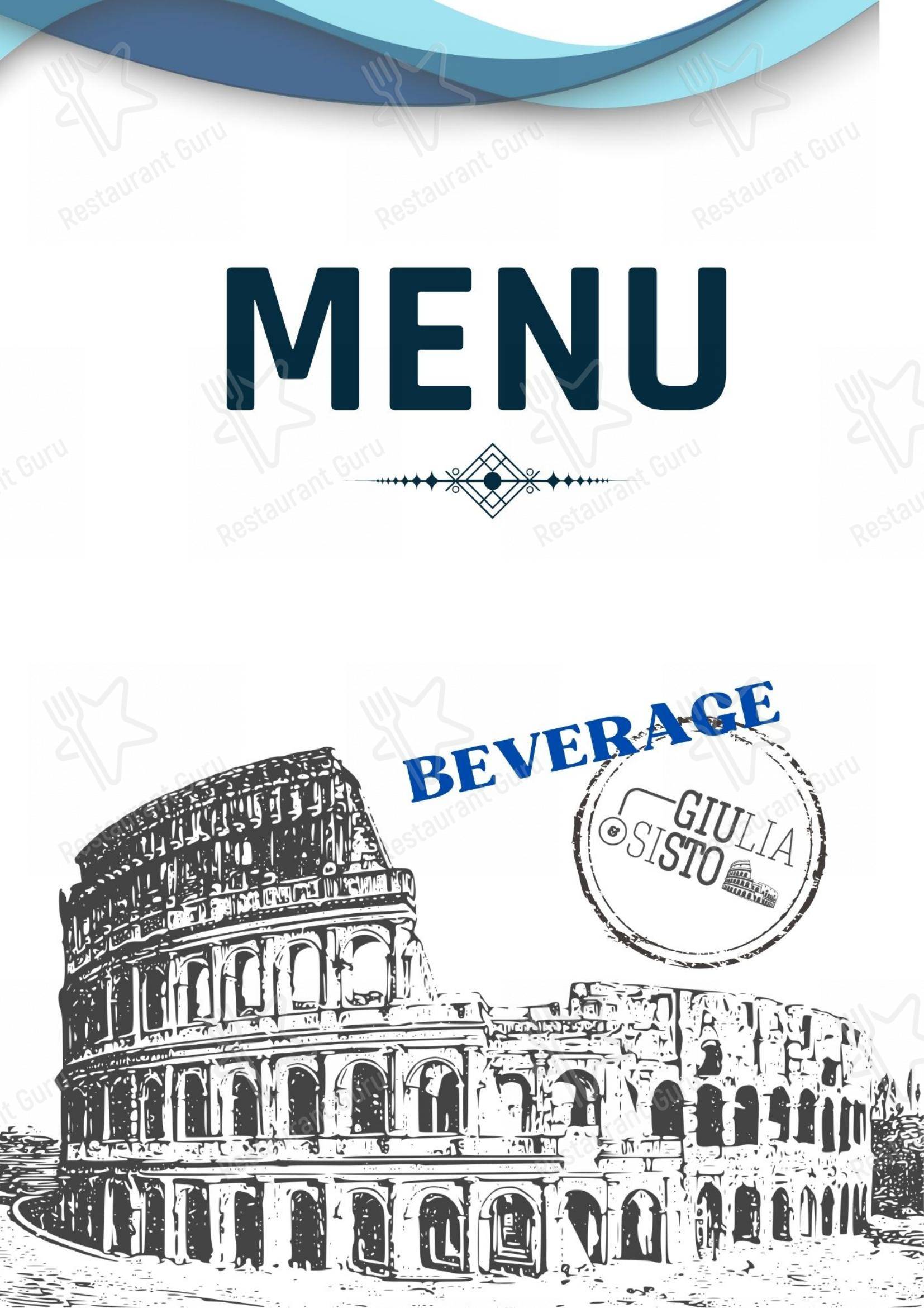 Menu di Giulia&Sisto Roma Terrazza San Clemente - Menu