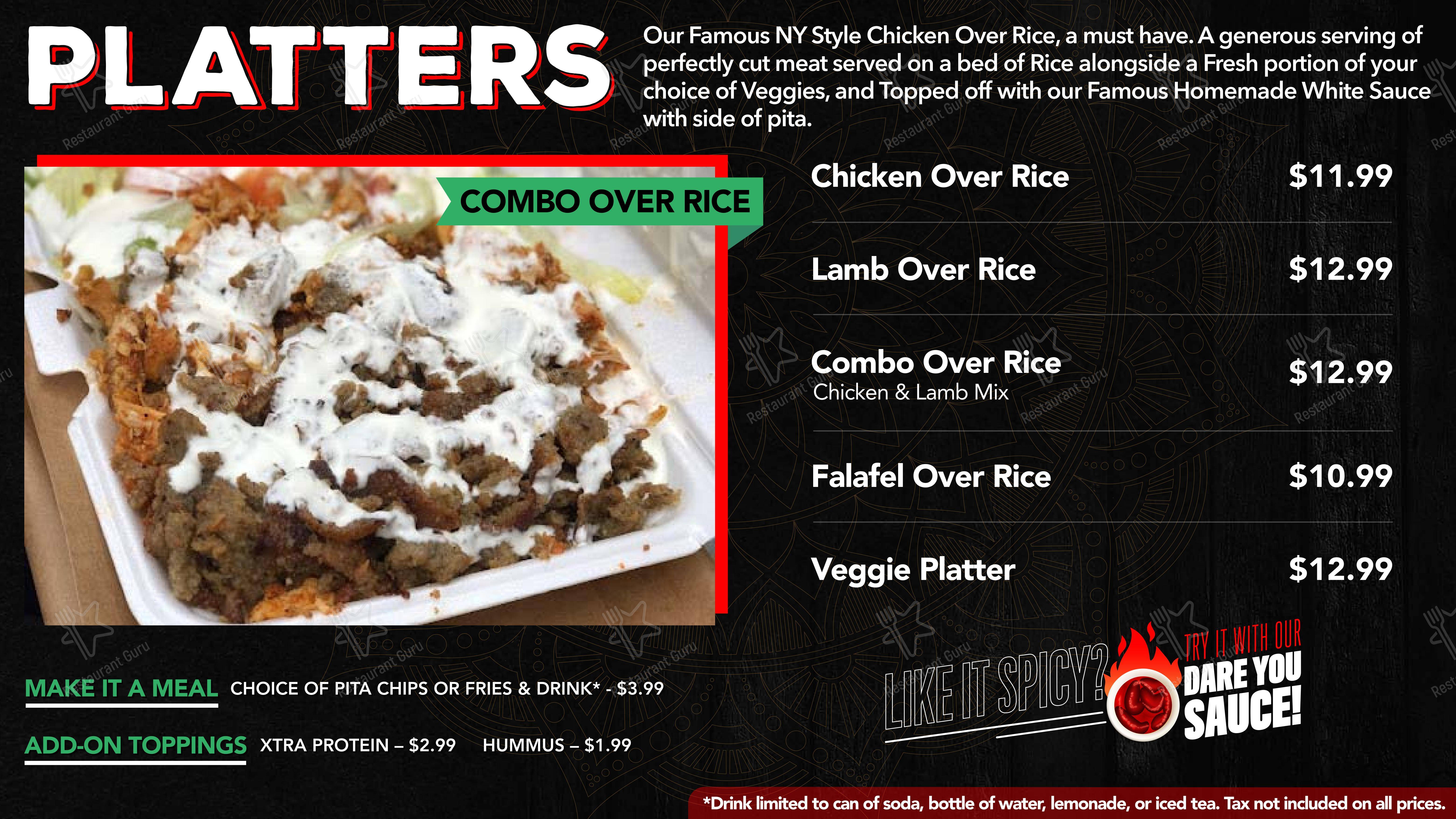 Menu for the Halal Street Food restaurant