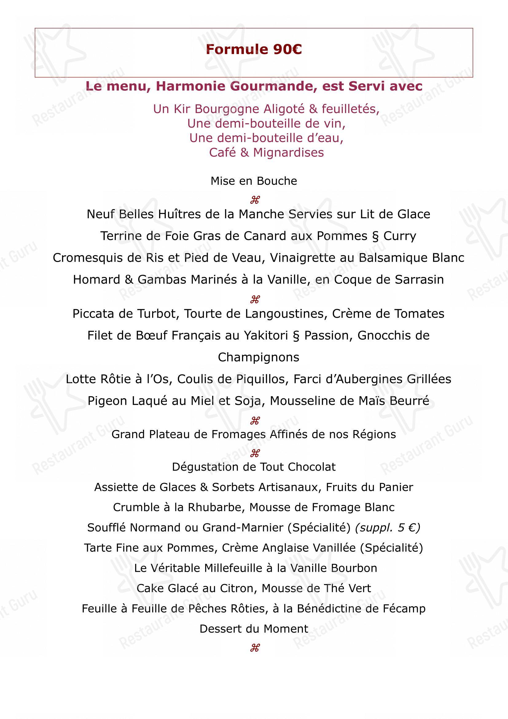 La Couronne dans Rouen - Menu bar