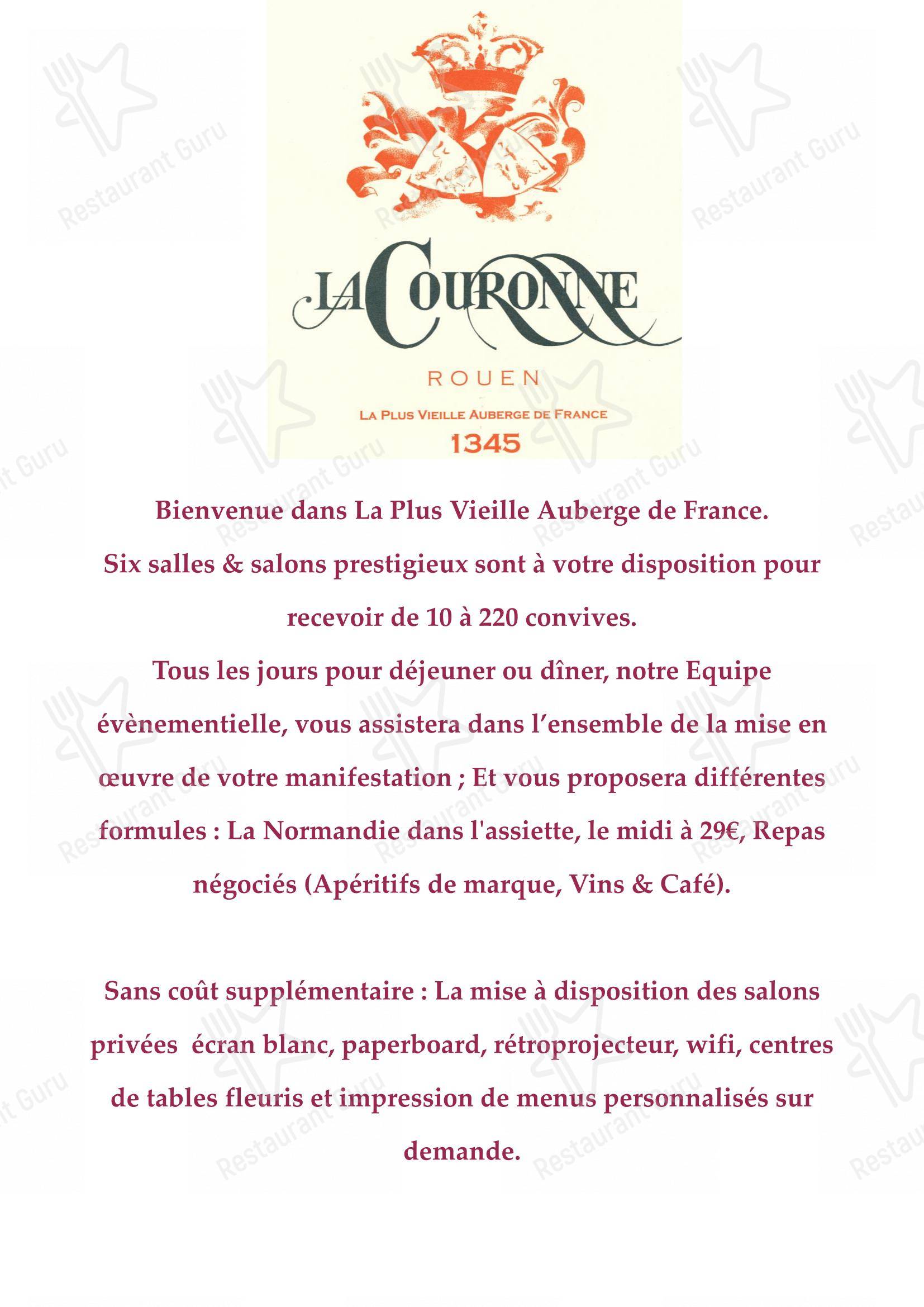 Menu pour La Couronne - Menu bar