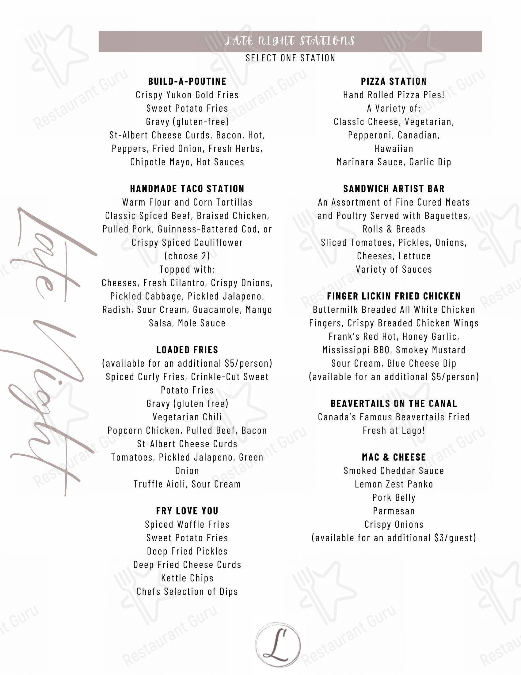 Menu pour Lago - Menu bar