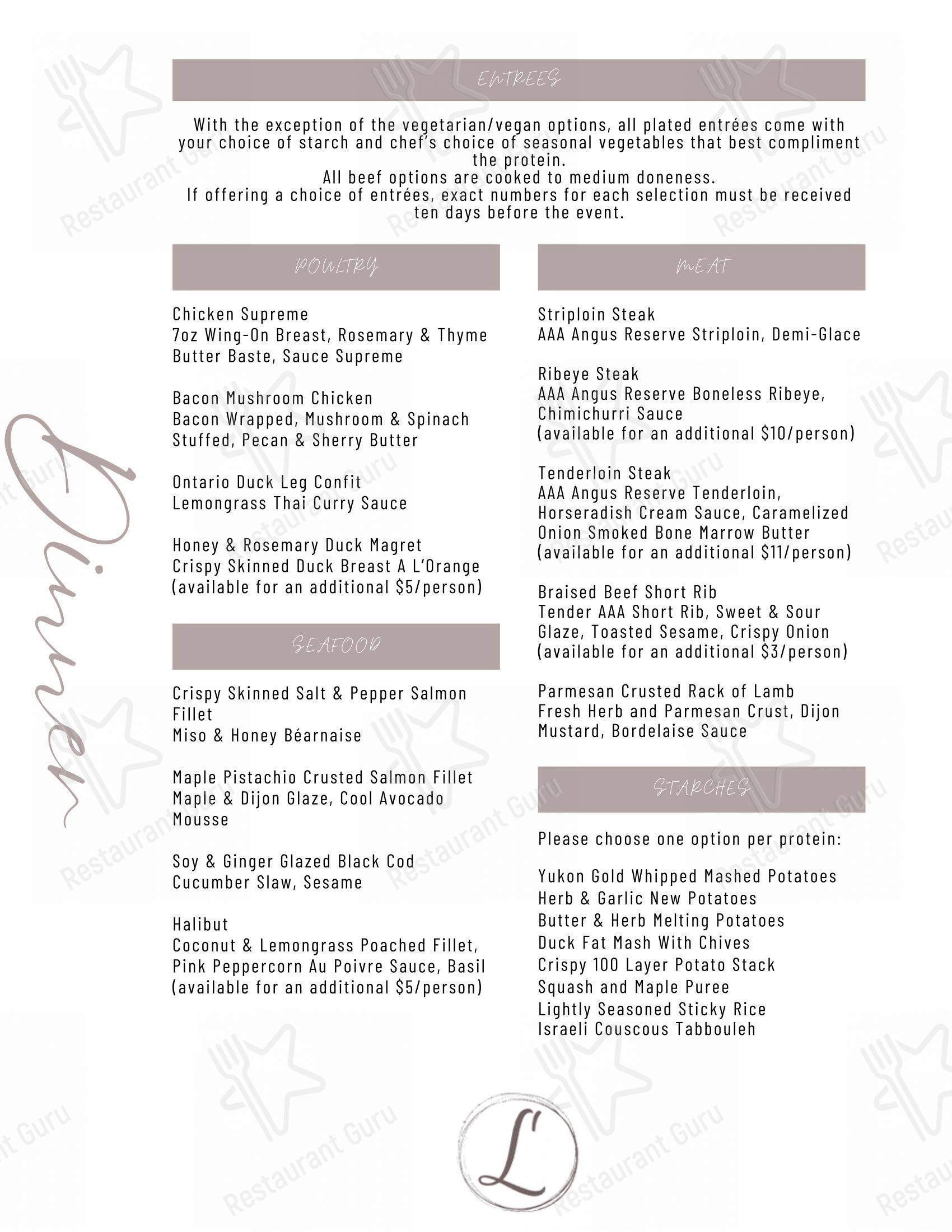 Menu pour Lago - Menu