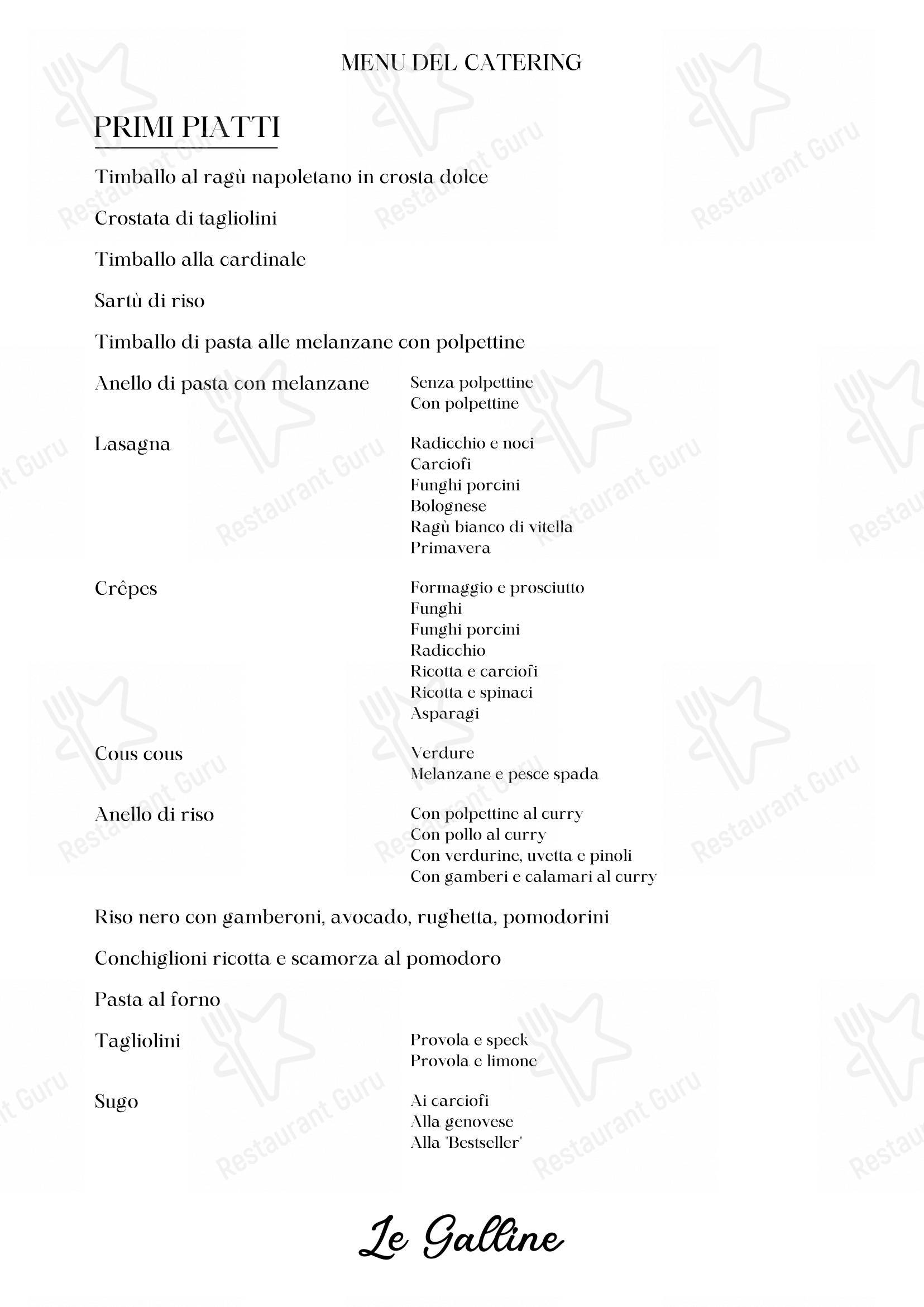 Le Galline in Roma - Menu