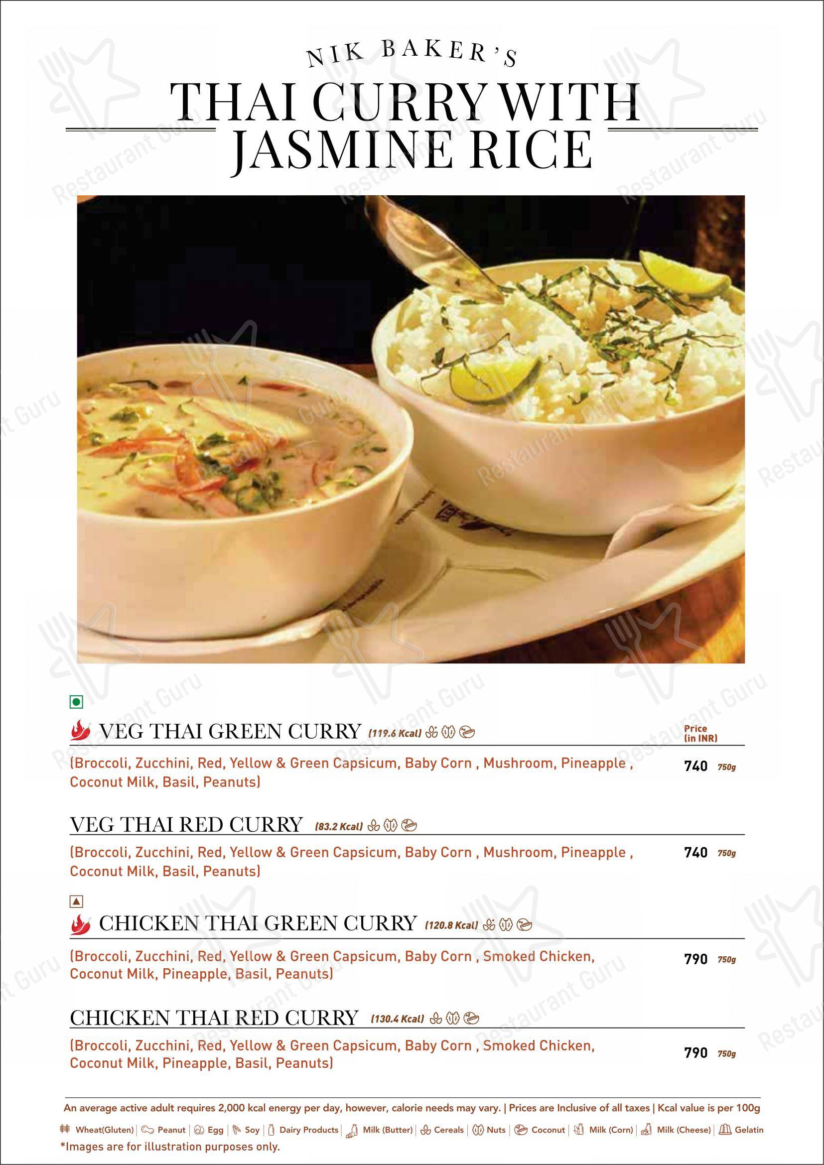 Menu for the NIK BAKER'S cafe