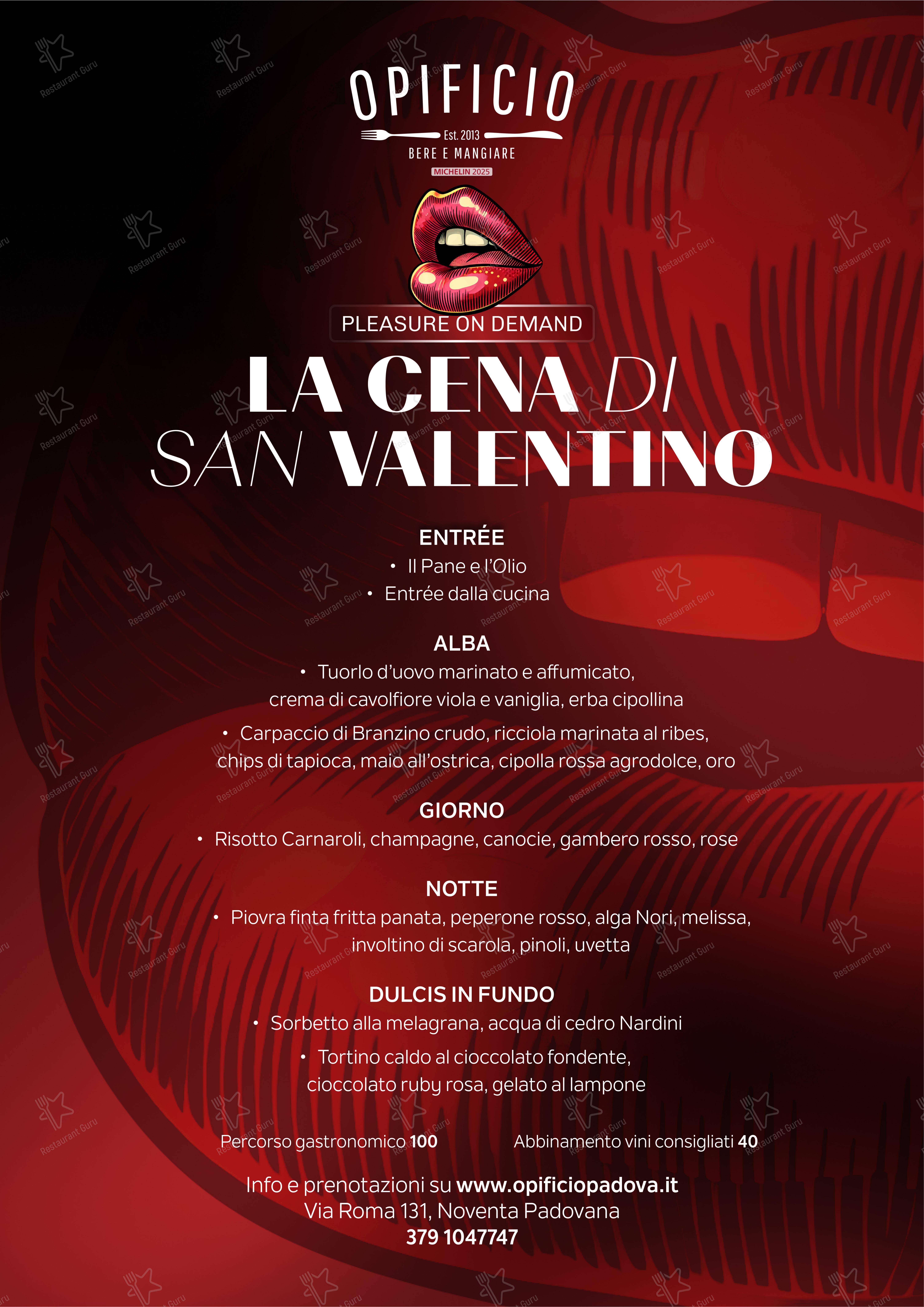 Lunch Menu per Ristorante Opificio in Noventana