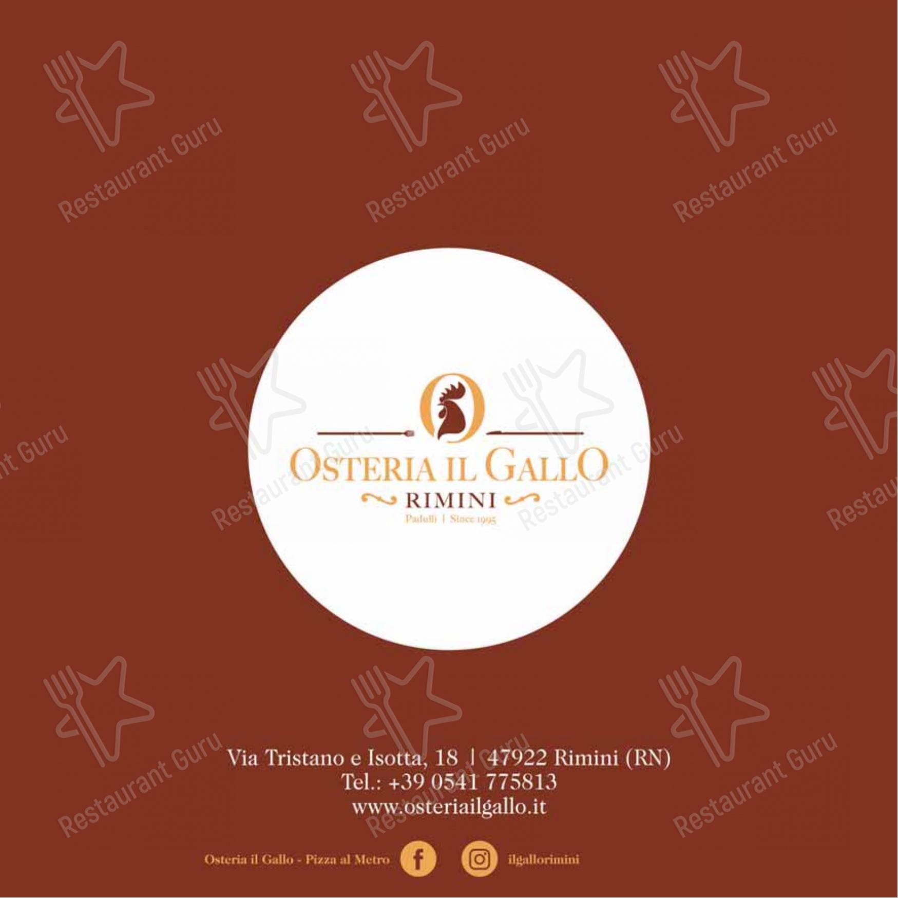 Menu per Osteria il Gallo ristorante