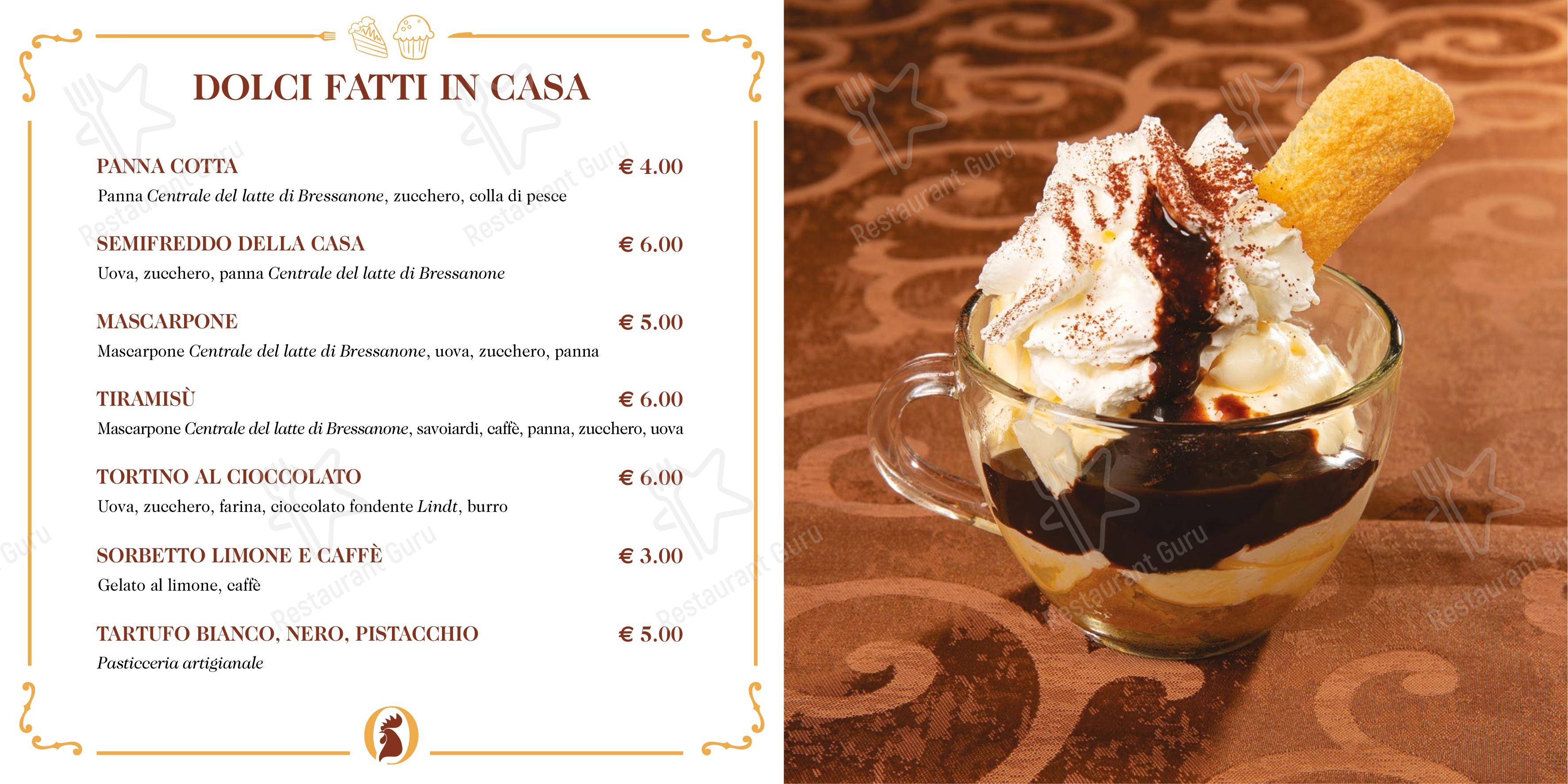 Menu di Osteria il Gallo - Menu bar