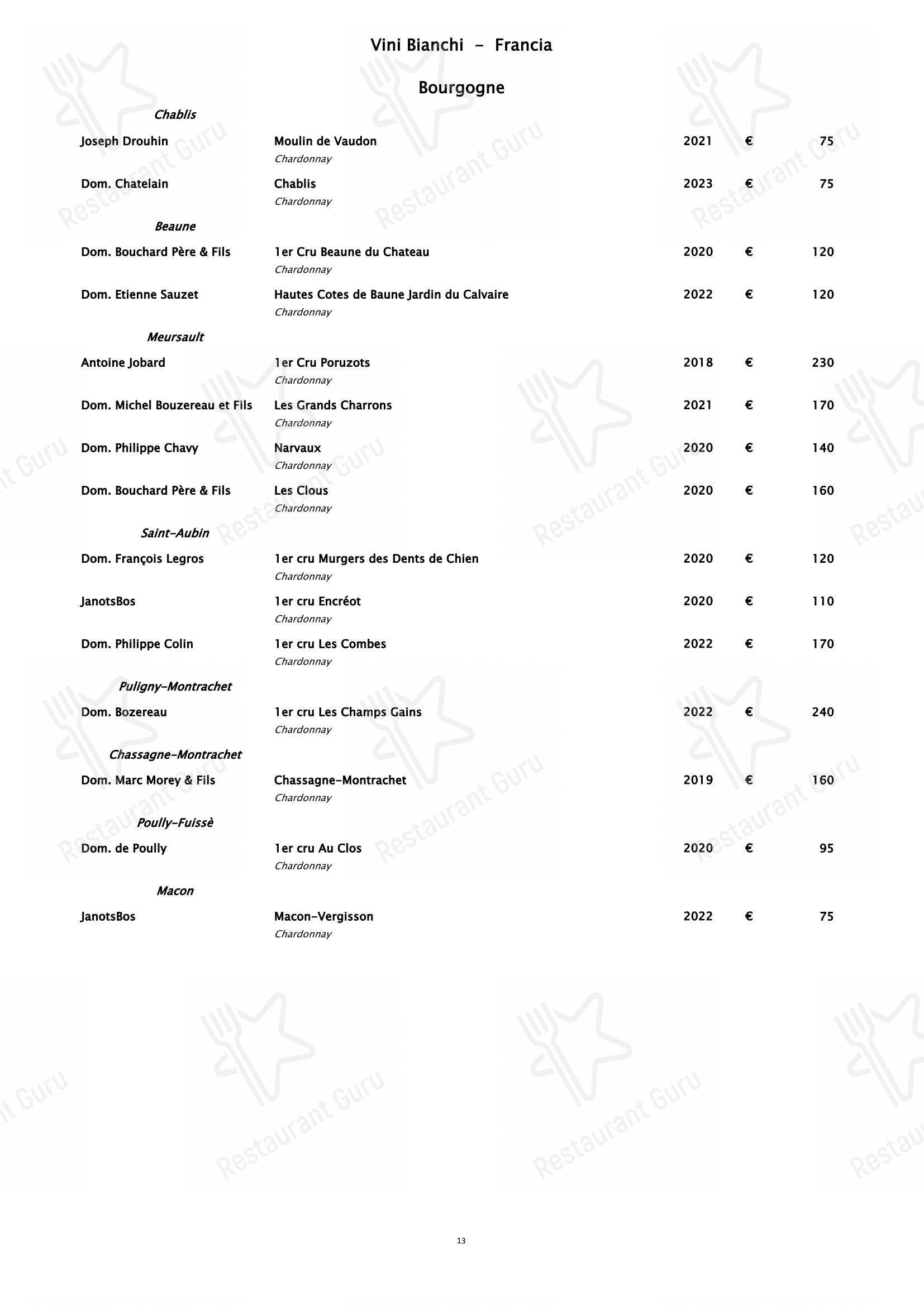 Piano35 Ristorante in Torino - Table Menu