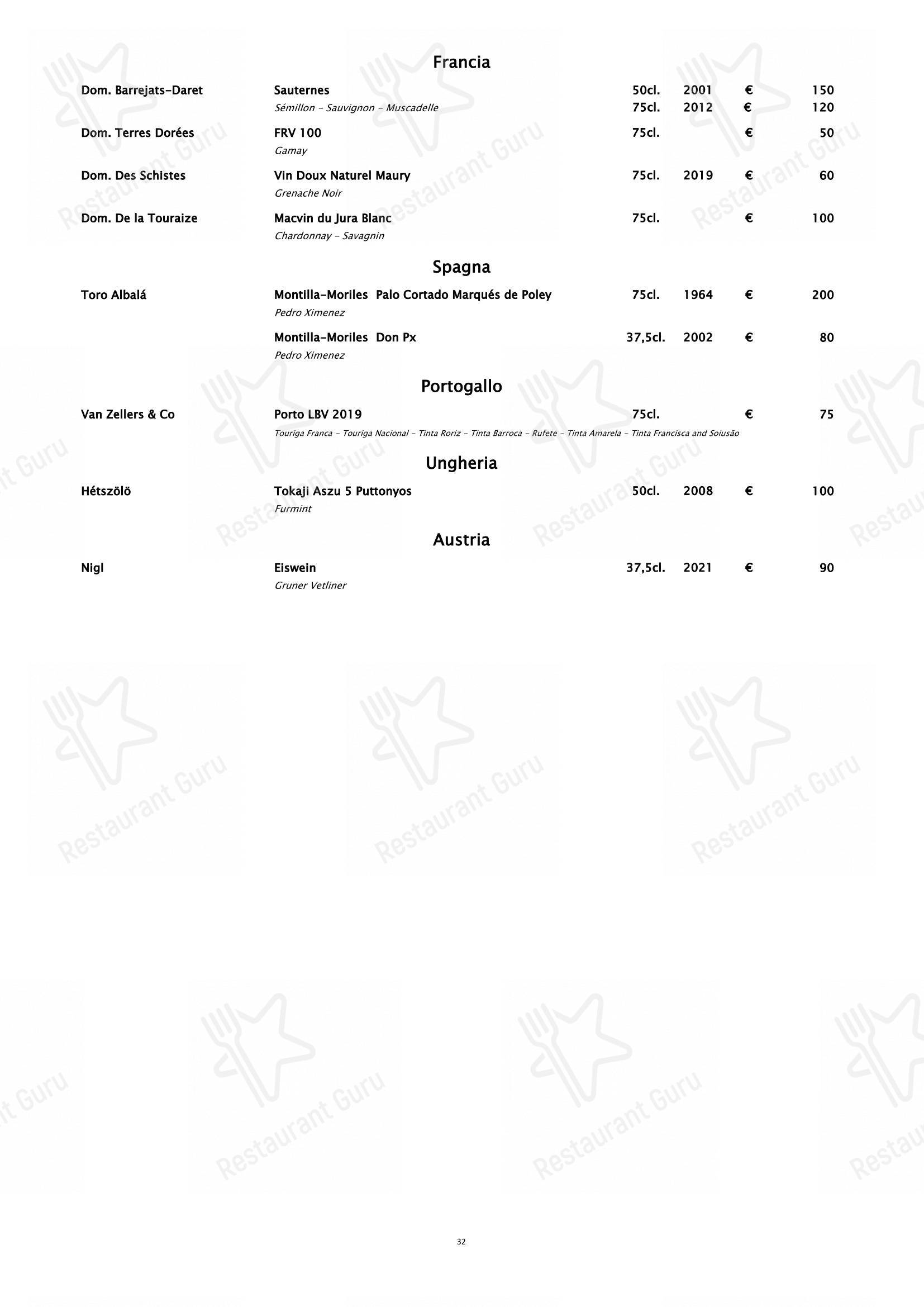 Table Menu per Piano35 Ristorante in Torino