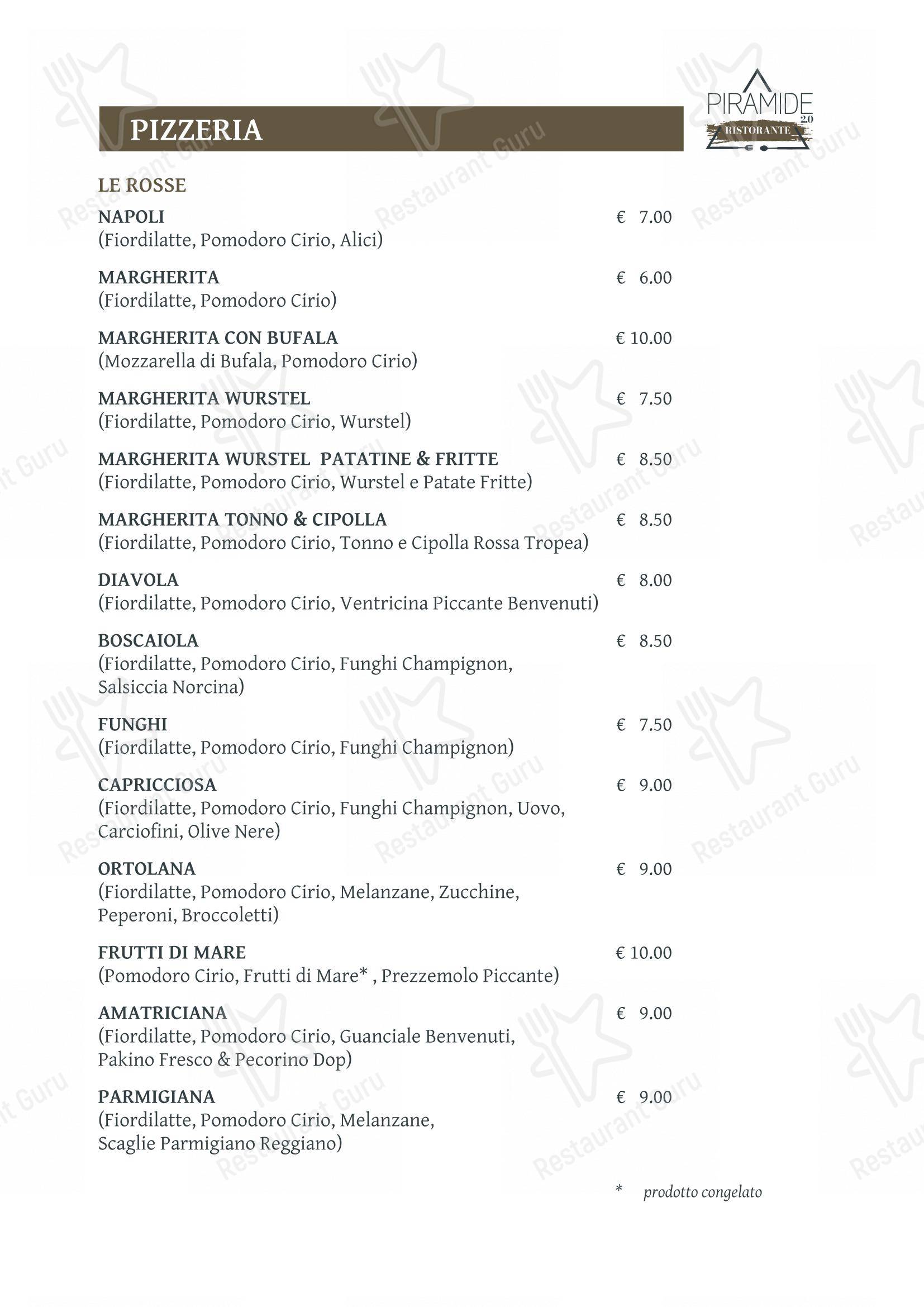 Menu pour Piramide 2.0 - Menu