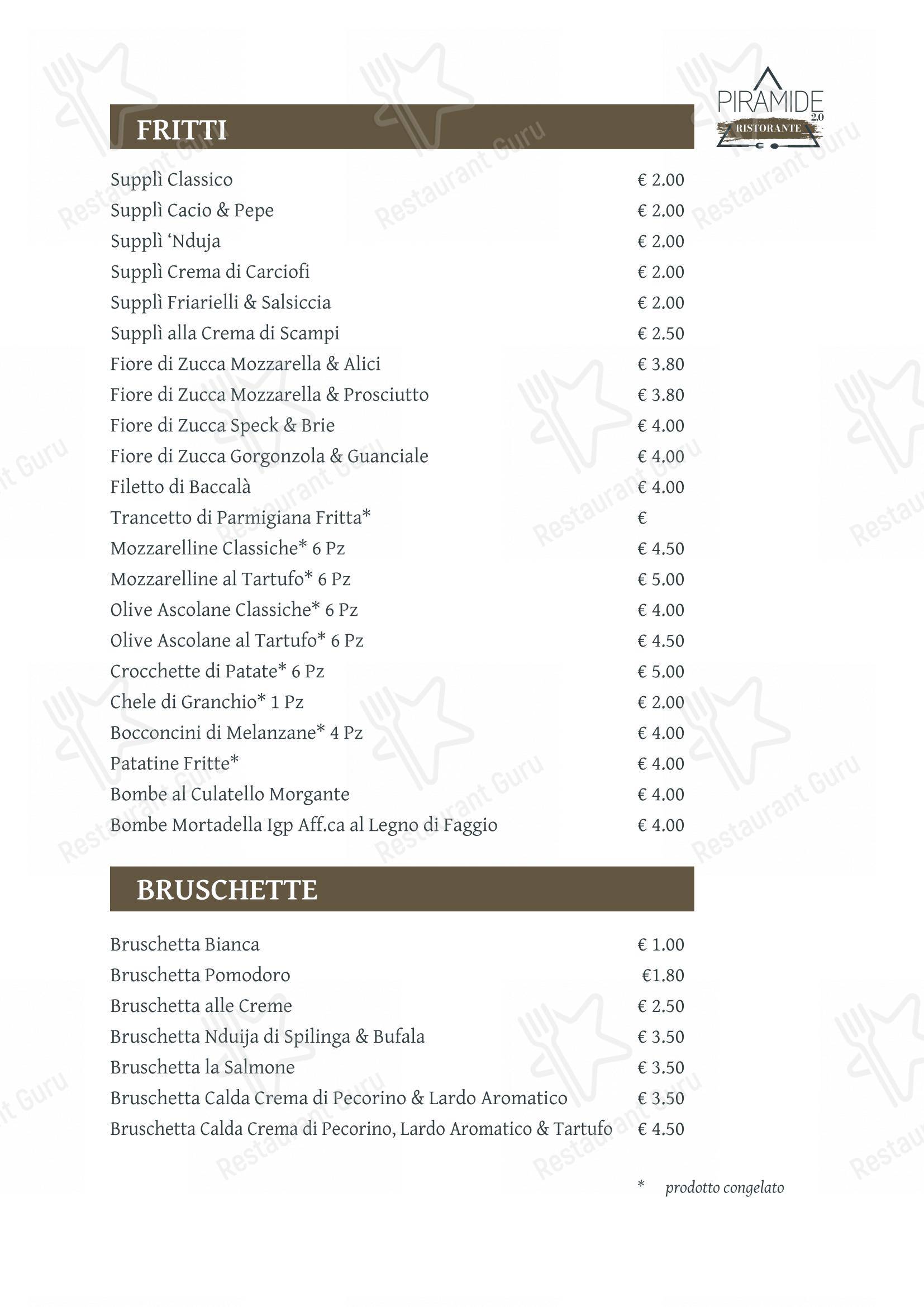 Menu pour Piramide 2.0 - Menu