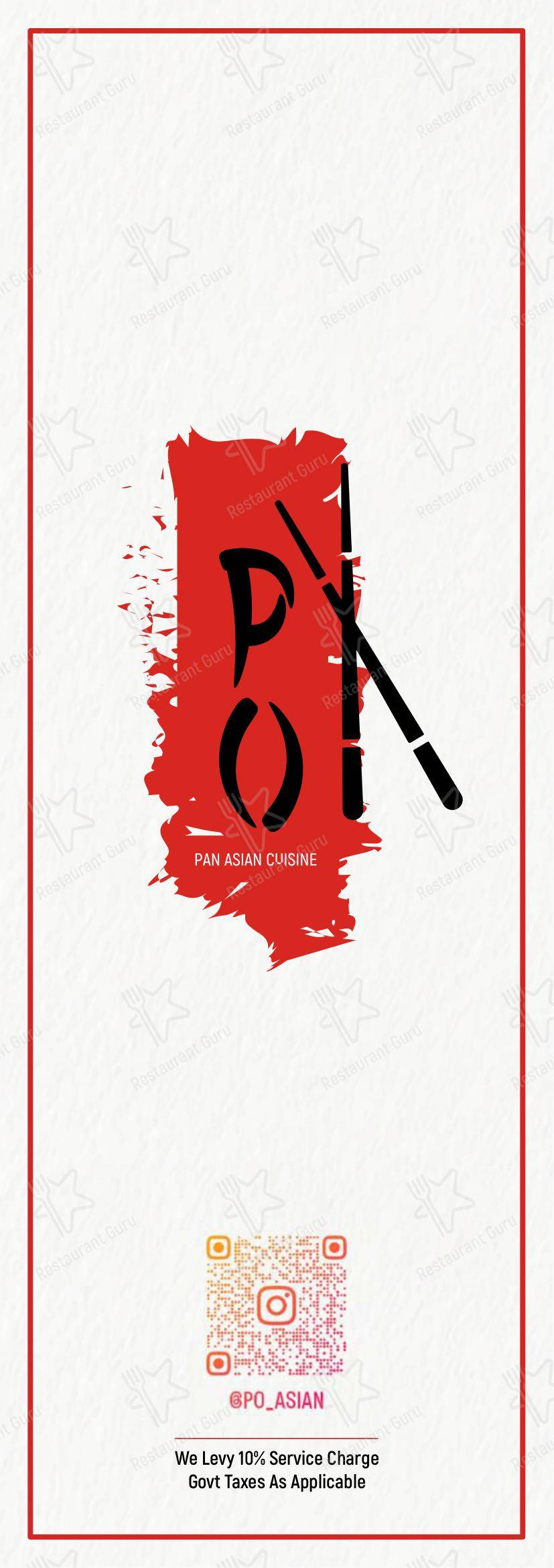 Menu for PO ASIAN CUISINE in New Delhi