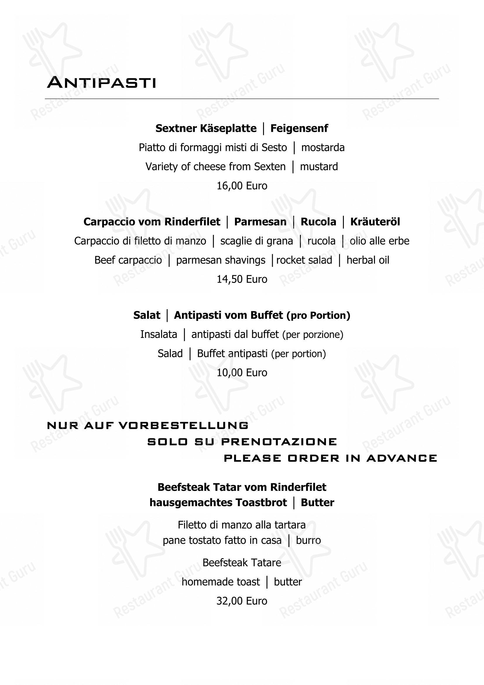Menu di Restaurant Mondschein - 菜单
