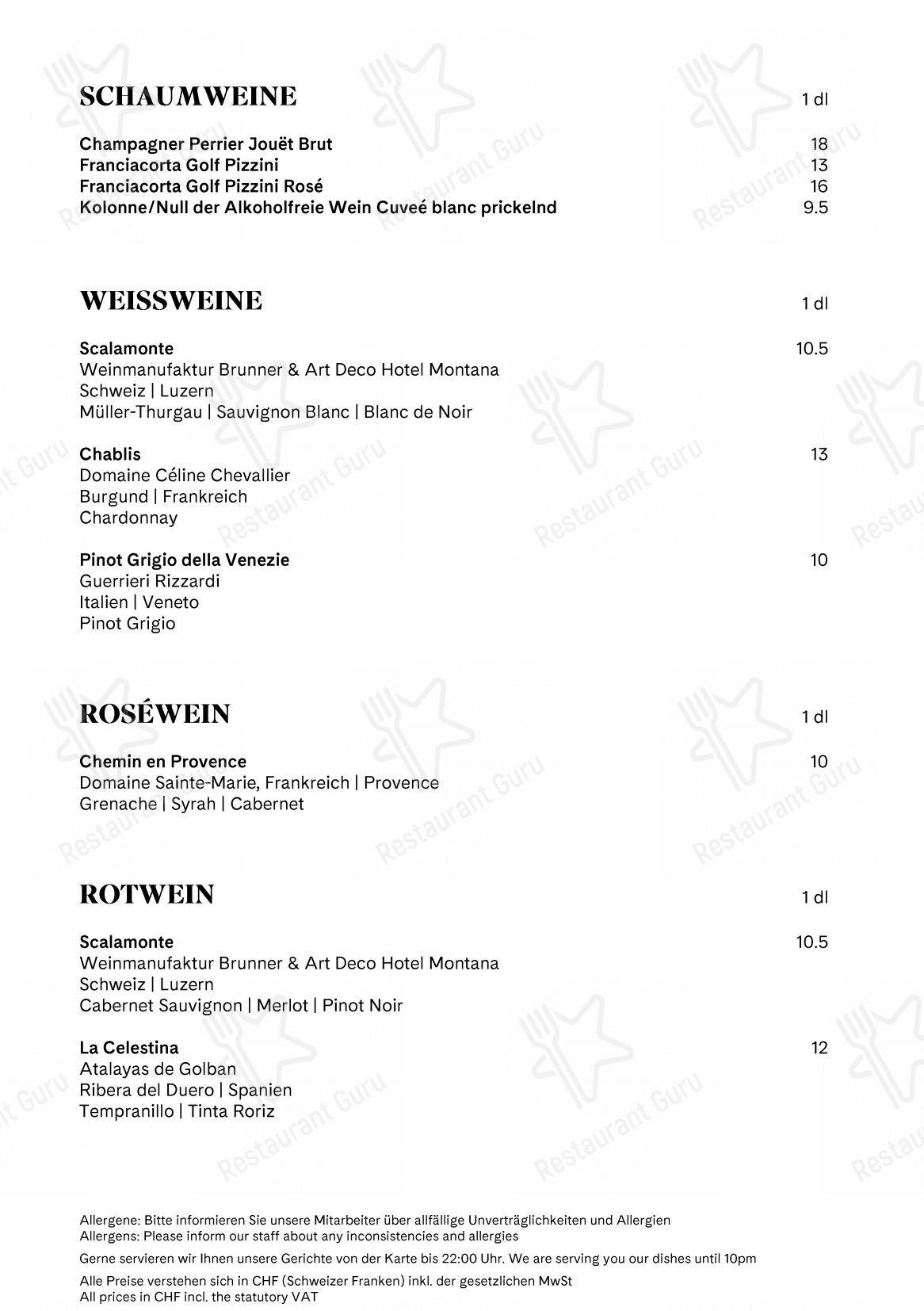 Menu pour Restaurant Scala - Lunch Menu