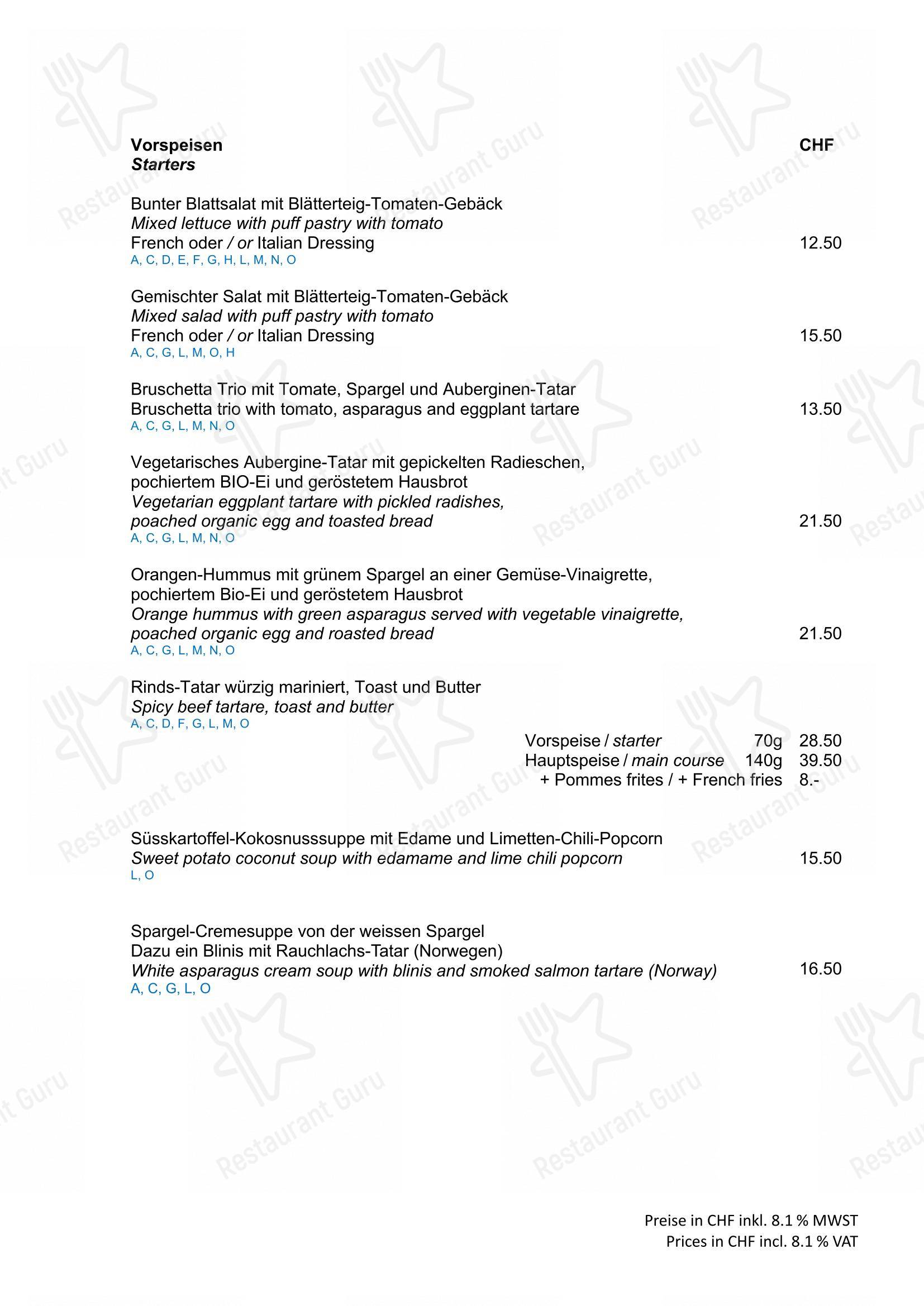 Restaurant Schiff & Catering in Zugo - Menu
