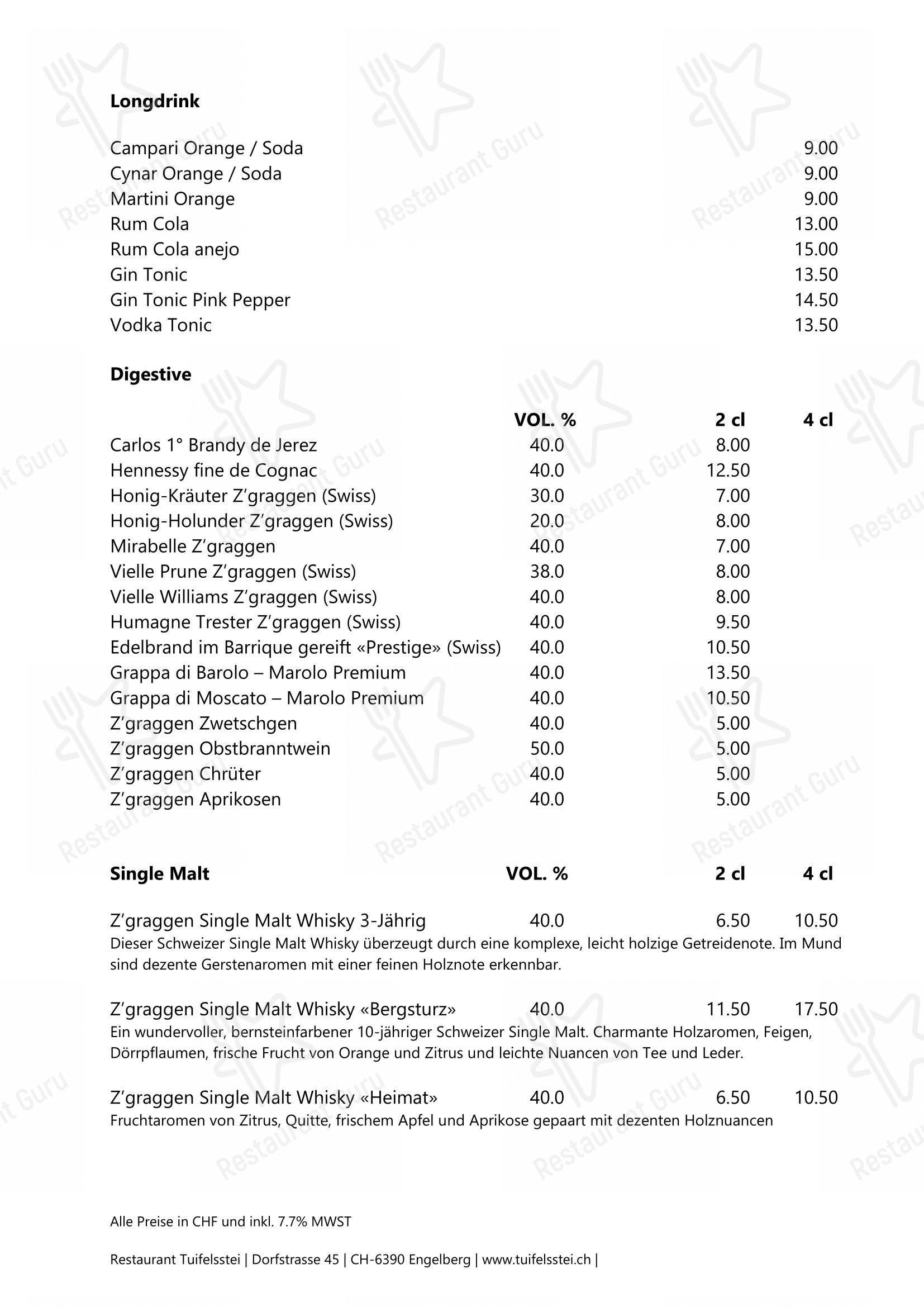 Menu bar per Restaurant Tuifelsstei ristorante