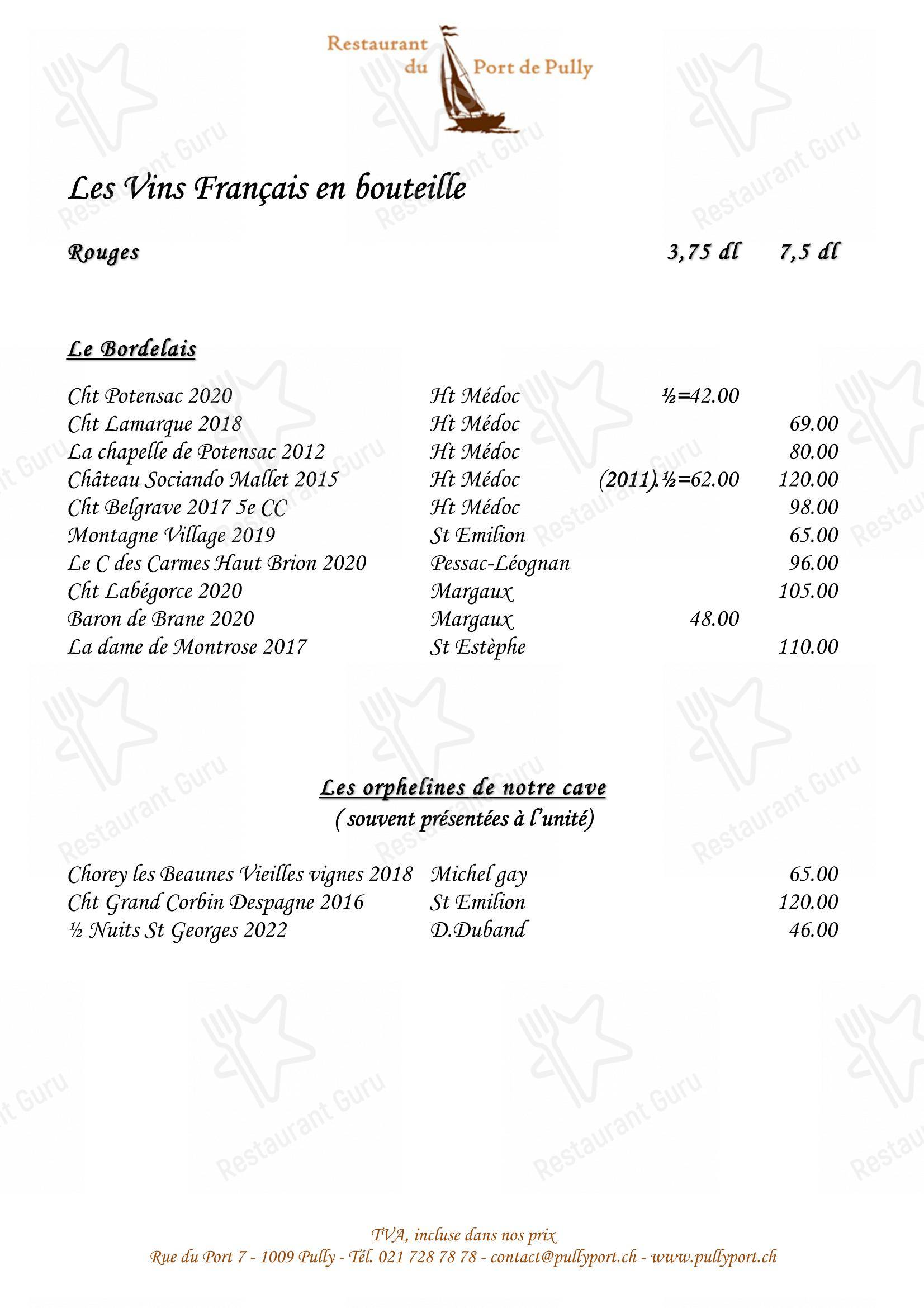 Restaurant du Port de Pully in Pully - Крафт меню