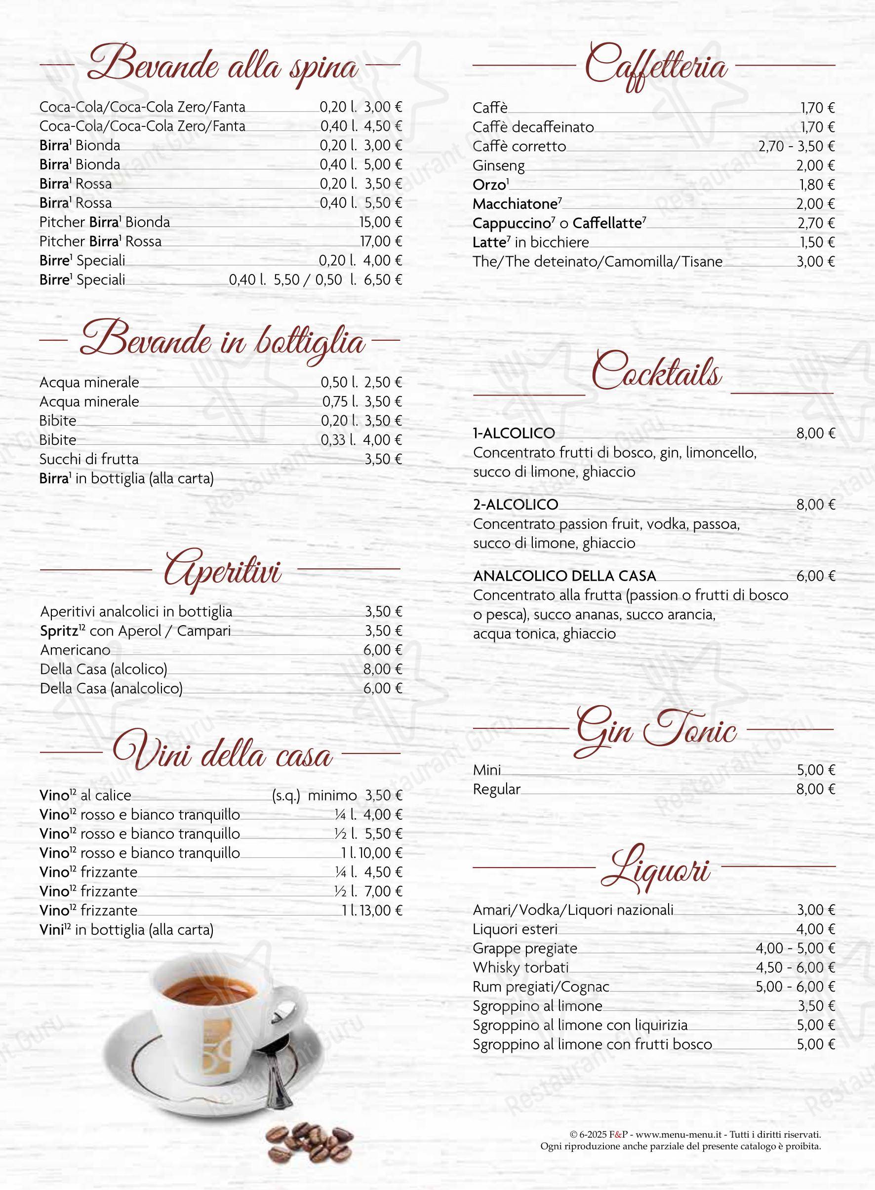 Menu bar per Ristorante Pizzeria da Gennaro in Conegliano