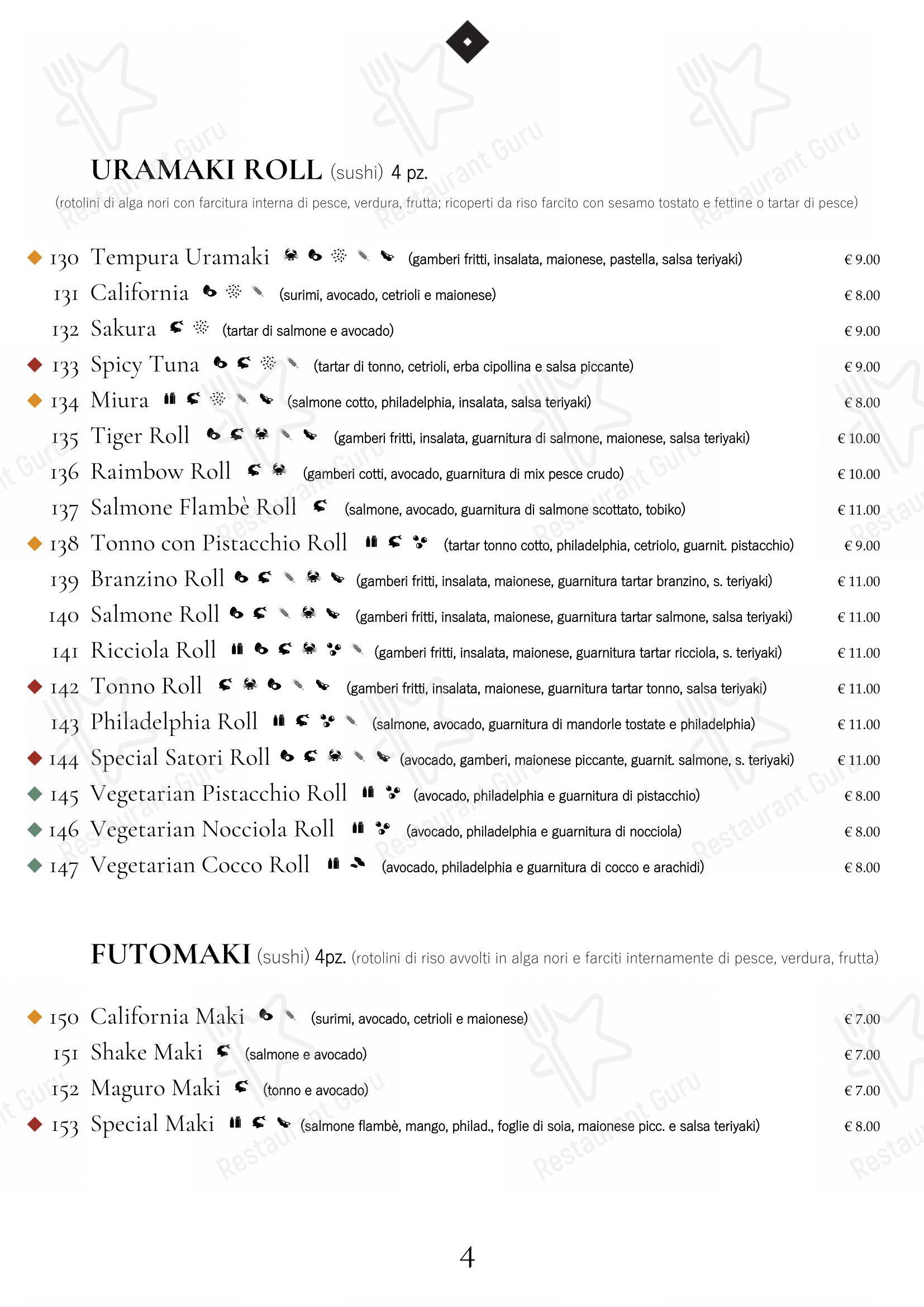 Menu di Satori - Menu