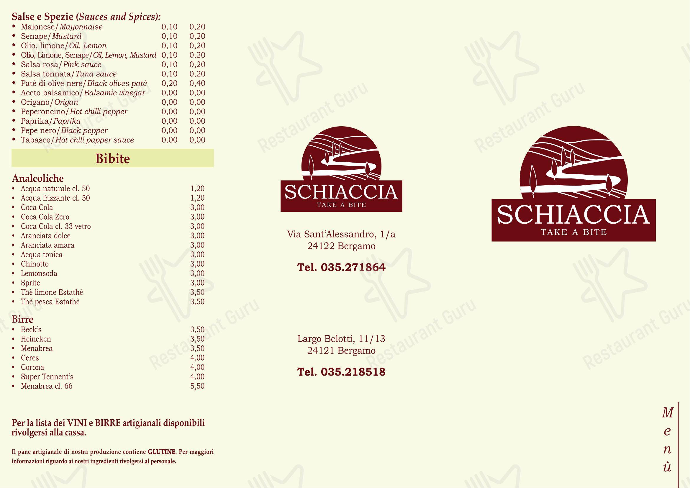 Schiaccia in Ferrara - Menu