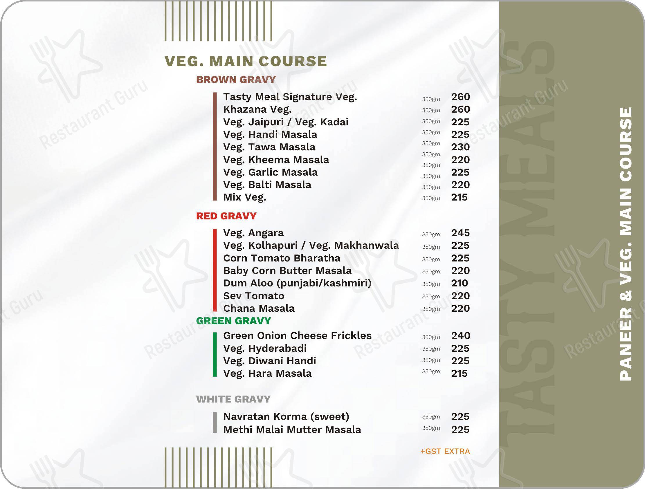 Tasty Meals Restaurant and Banquet in Ahmedabad - Menu
