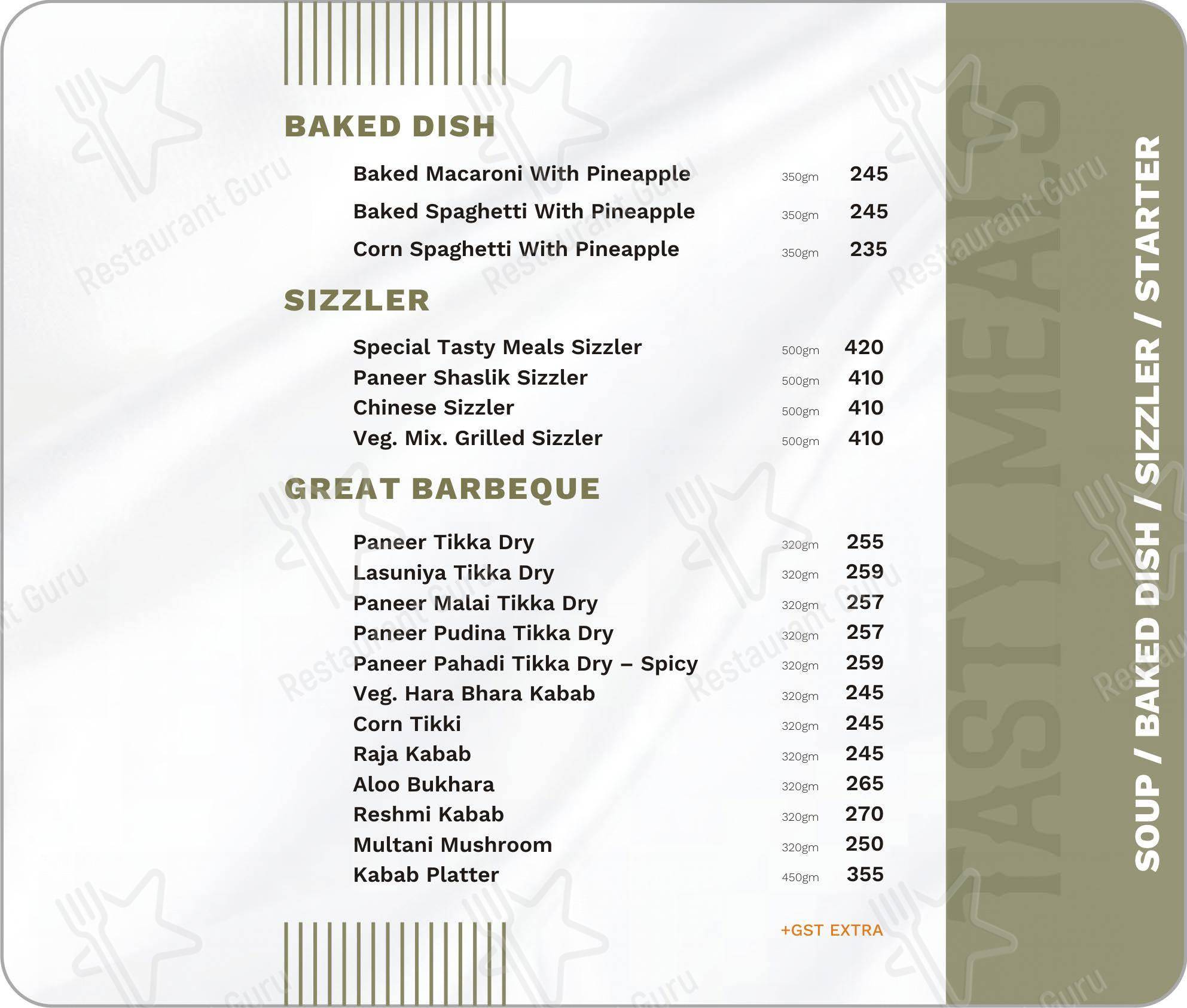 Tasty Meals Restaurant and Banquet in Ahmedabad - Menu