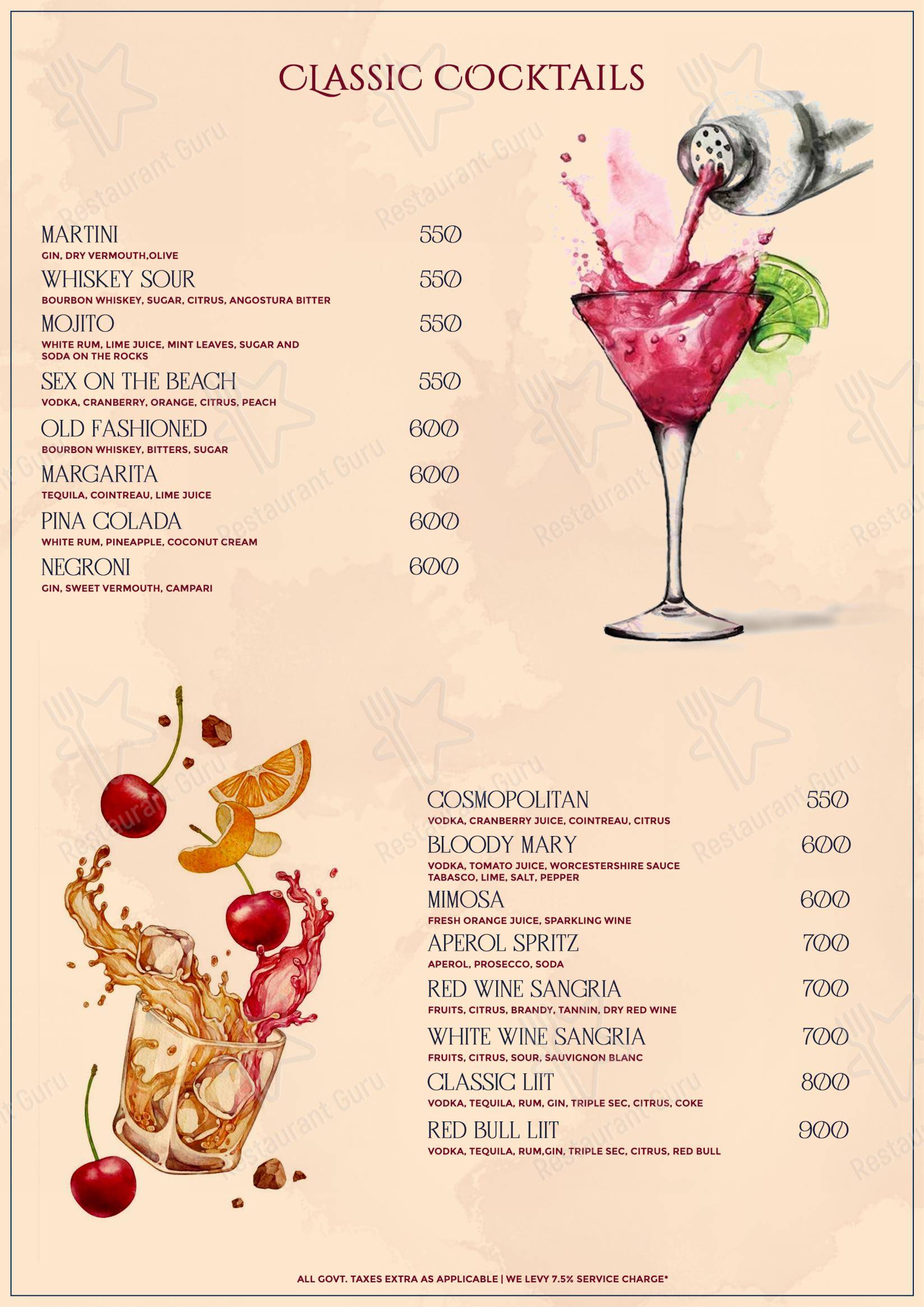 Menu bar for The Dome in Jaipur