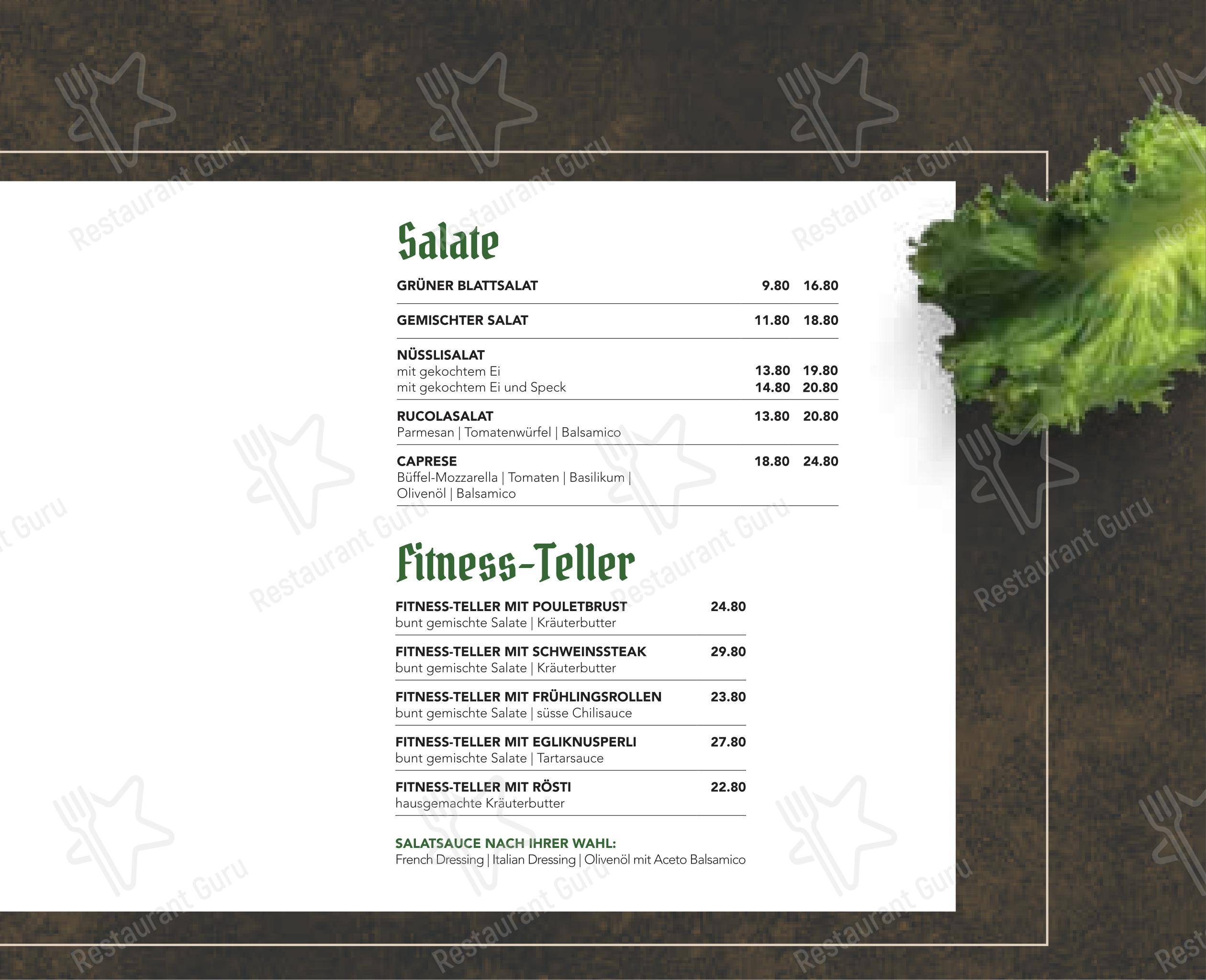 Türmli Restaurant & Pizzeria in Sempach - Menu